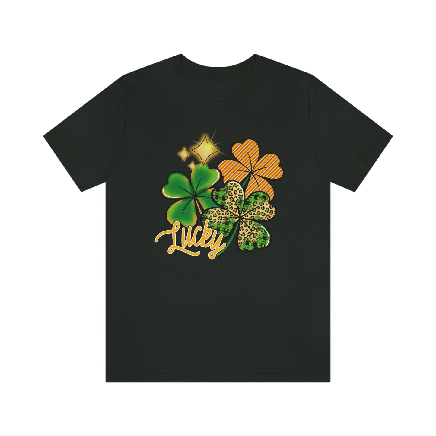 Lucky Shamrock Four Leaf Clover St. Patrick's Day Unisex Jersey Short Sleeve Tee