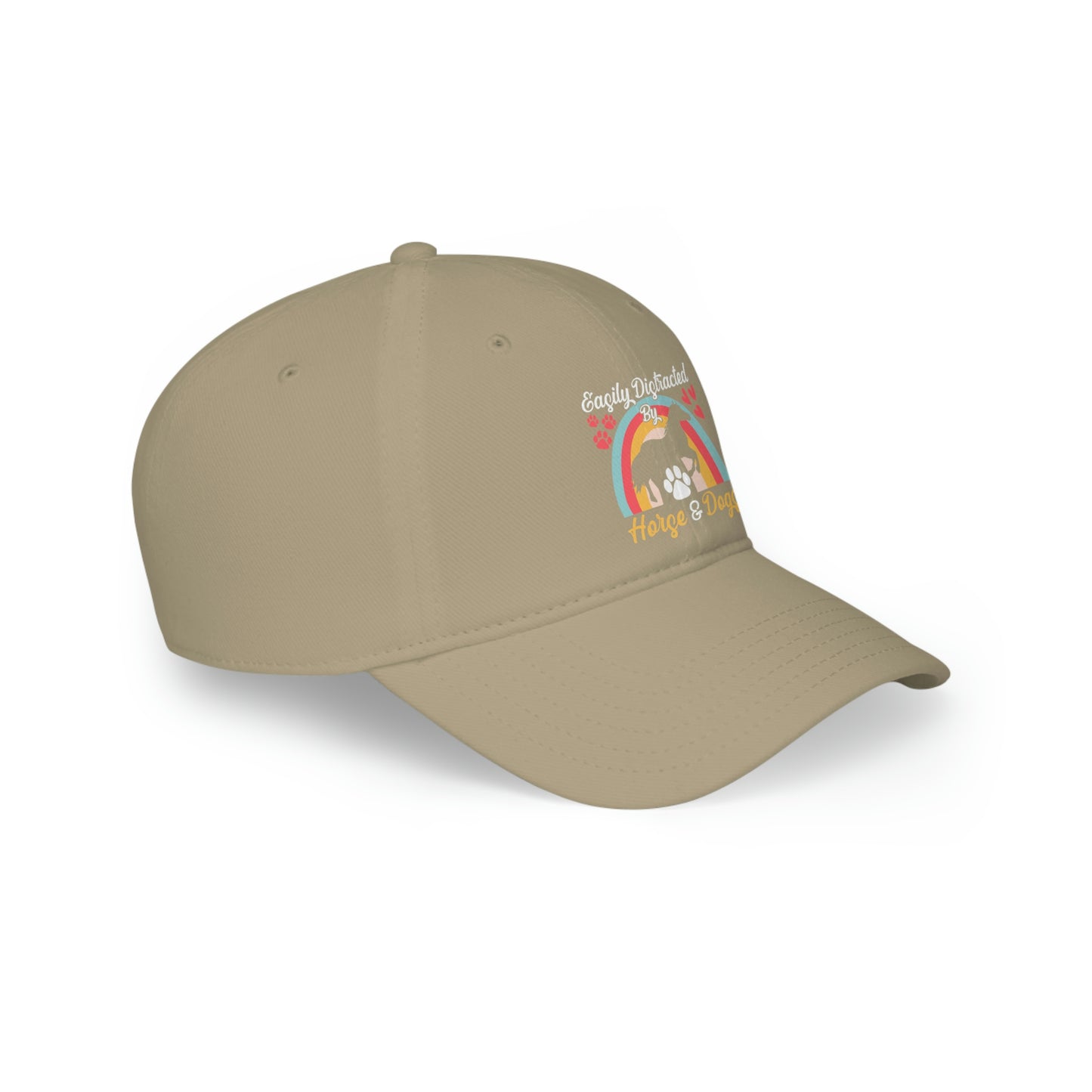 Easily Distracted by Horse & Dogs Low Profile Baseball Cap