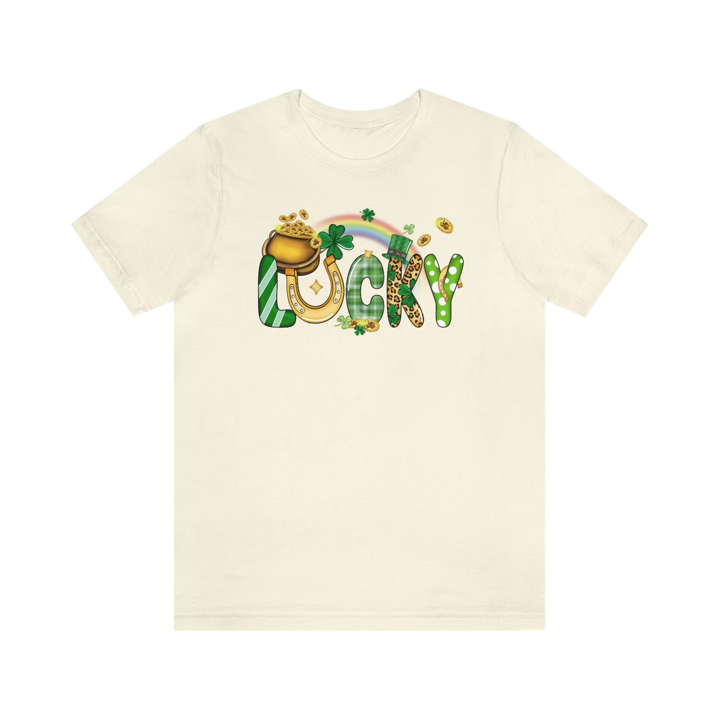 Lucky Rainbow Pot of Gold St. Patrick's Day Unisex Jersey Short Sleeve Tee