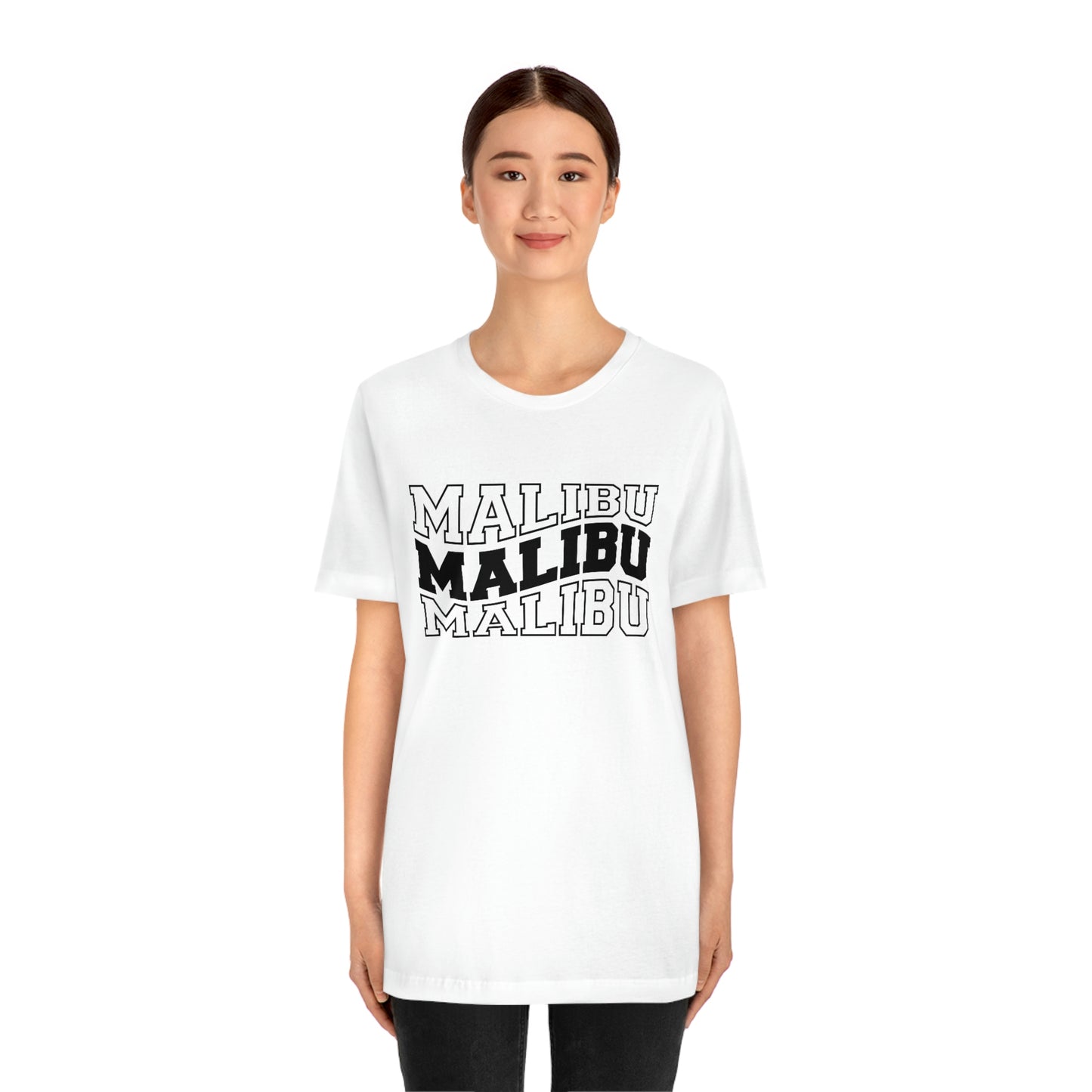 Malibu California Varsity Letters Wavy Unisex Jersey Short Sleeve Tee Tshirt T-shirt