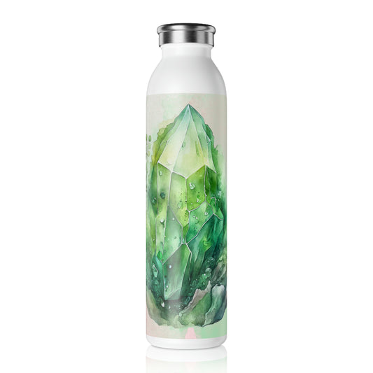 Green Crystal Spring Watercolor Slim Water Bottle