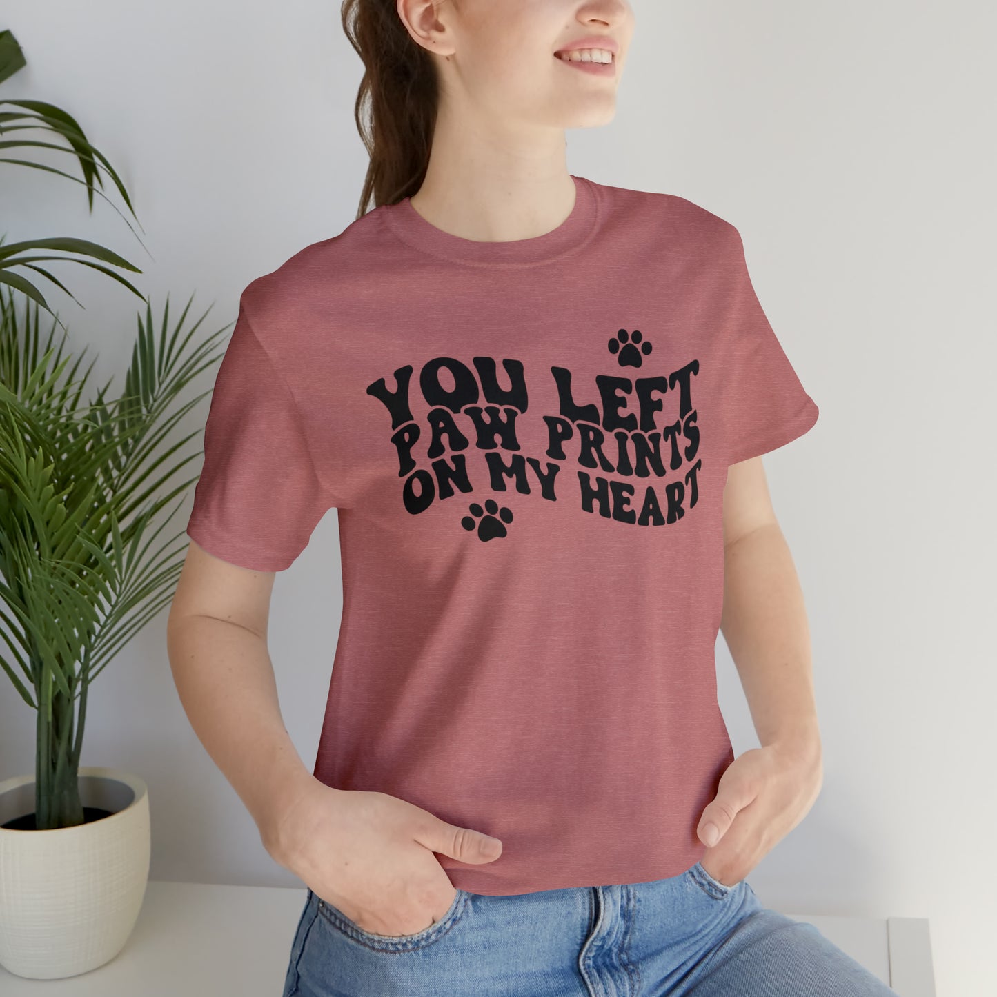 You Left Your Paw Prints On My Heart Cat Short Sleeve T-shirt