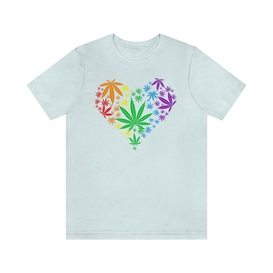 Heart Marijuana Plant Print Unisex Jersey Short Sleeve Tee