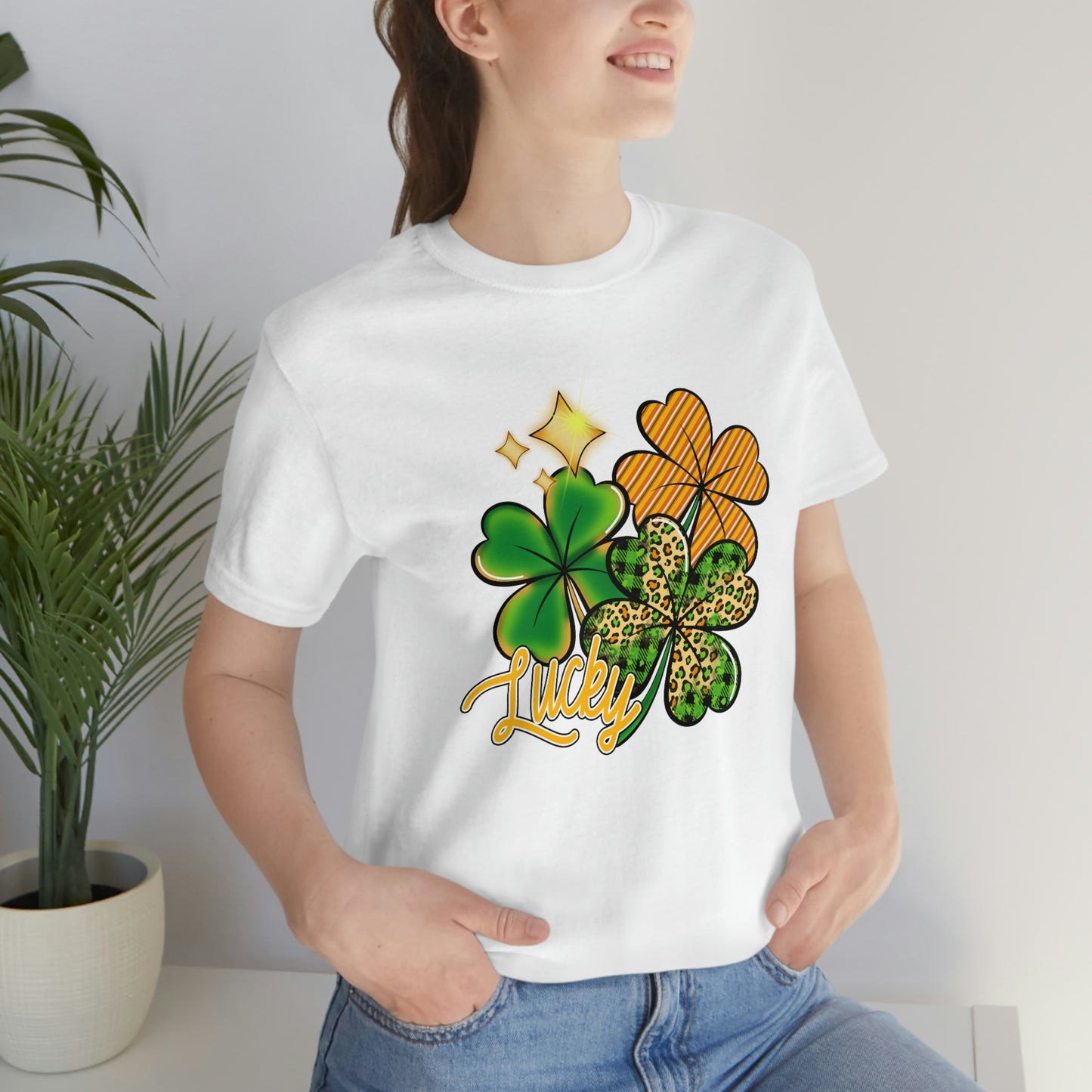 Lucky Shamrock Four Leaf Clover St. Patrick's Day Unisex Jersey Short Sleeve Tee