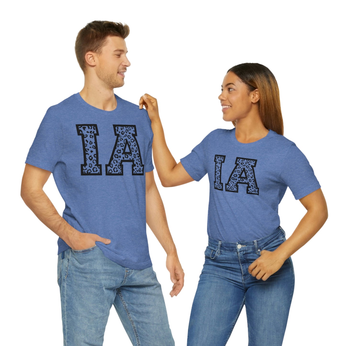 Iowa IA Leopard Print Letters Short Sleeve T-shirt