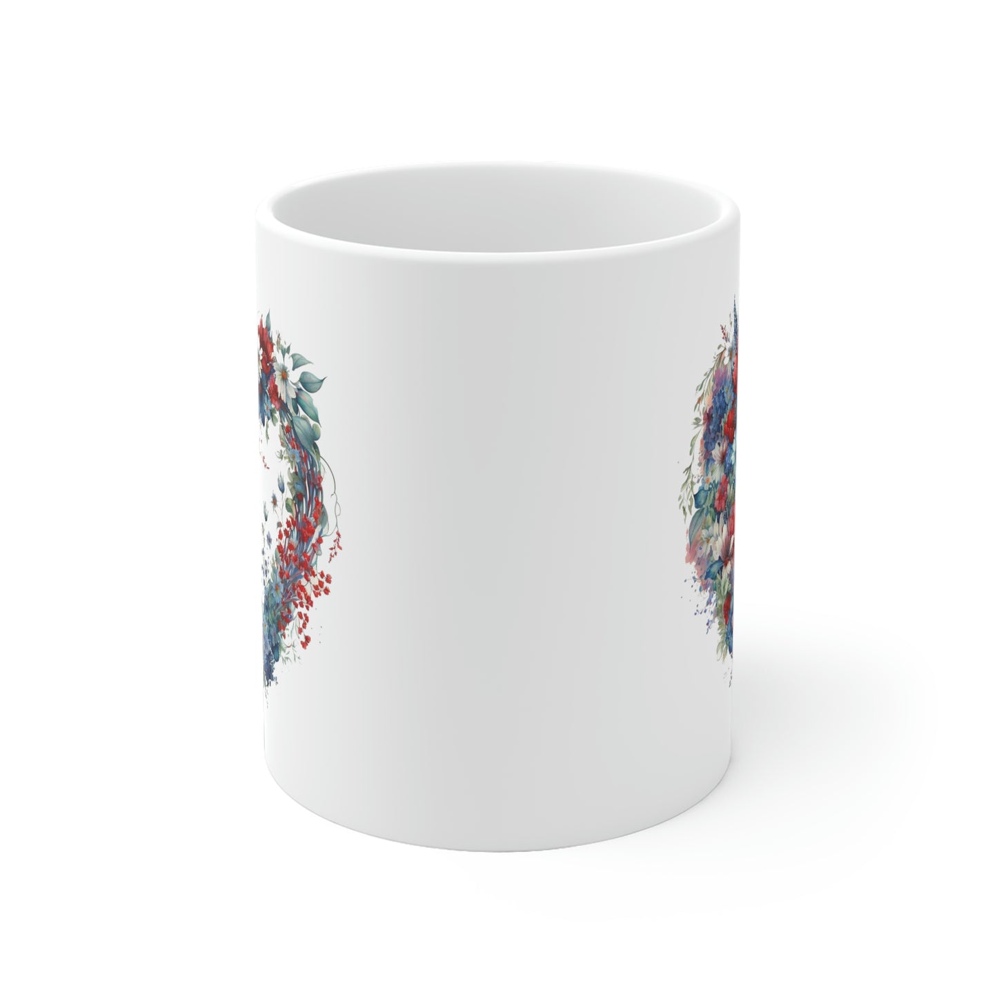 Flower Heart White Ceramic Mug