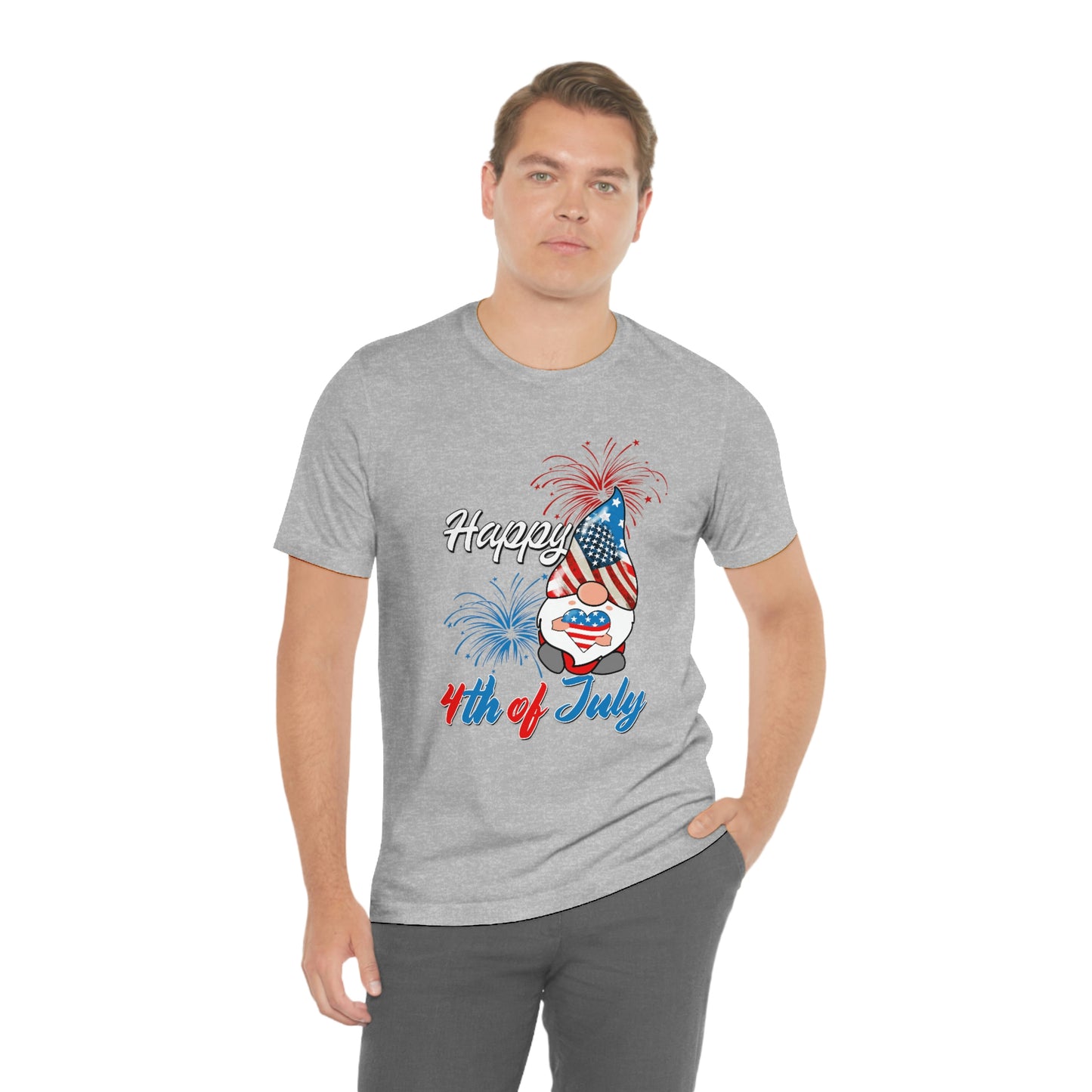 Gnome Happy 4th of July Independence Day Unisex Jersey Short Sleeve Tee