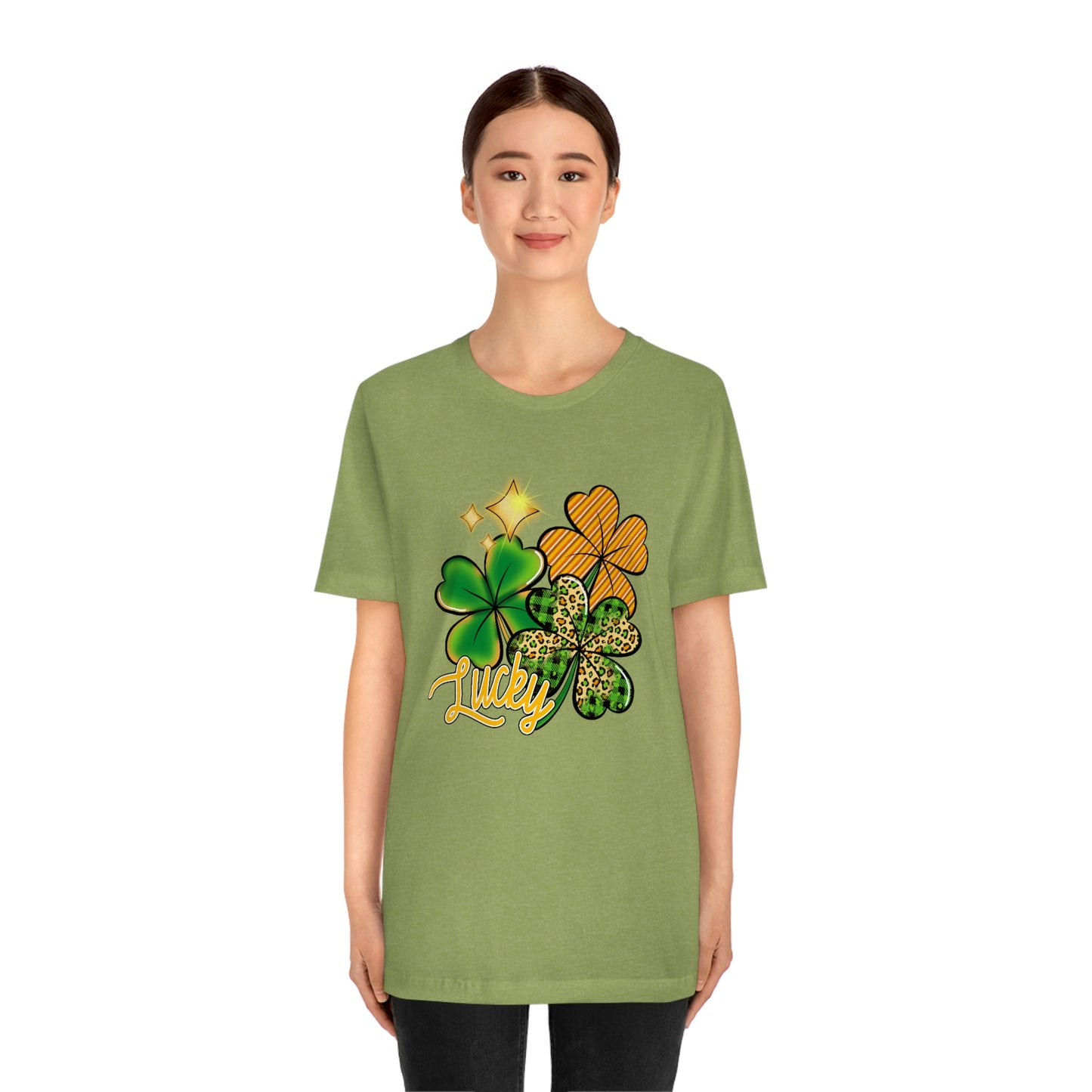 Lucky Shamrock Four Leaf Clover St. Patrick's Day Unisex Jersey Short Sleeve Tee