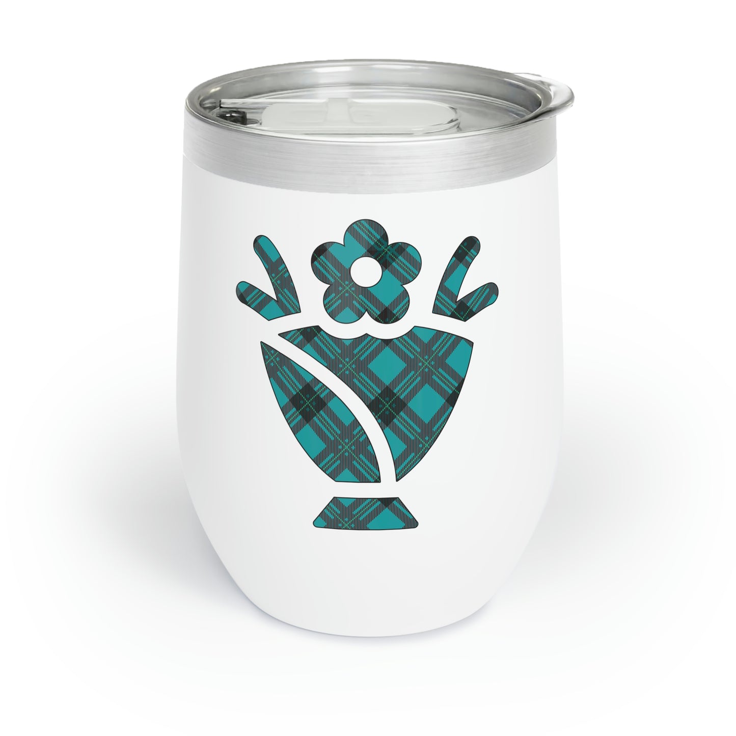 Blue Plaid Egg Cup Flower Easter Chill Wine Tumbler