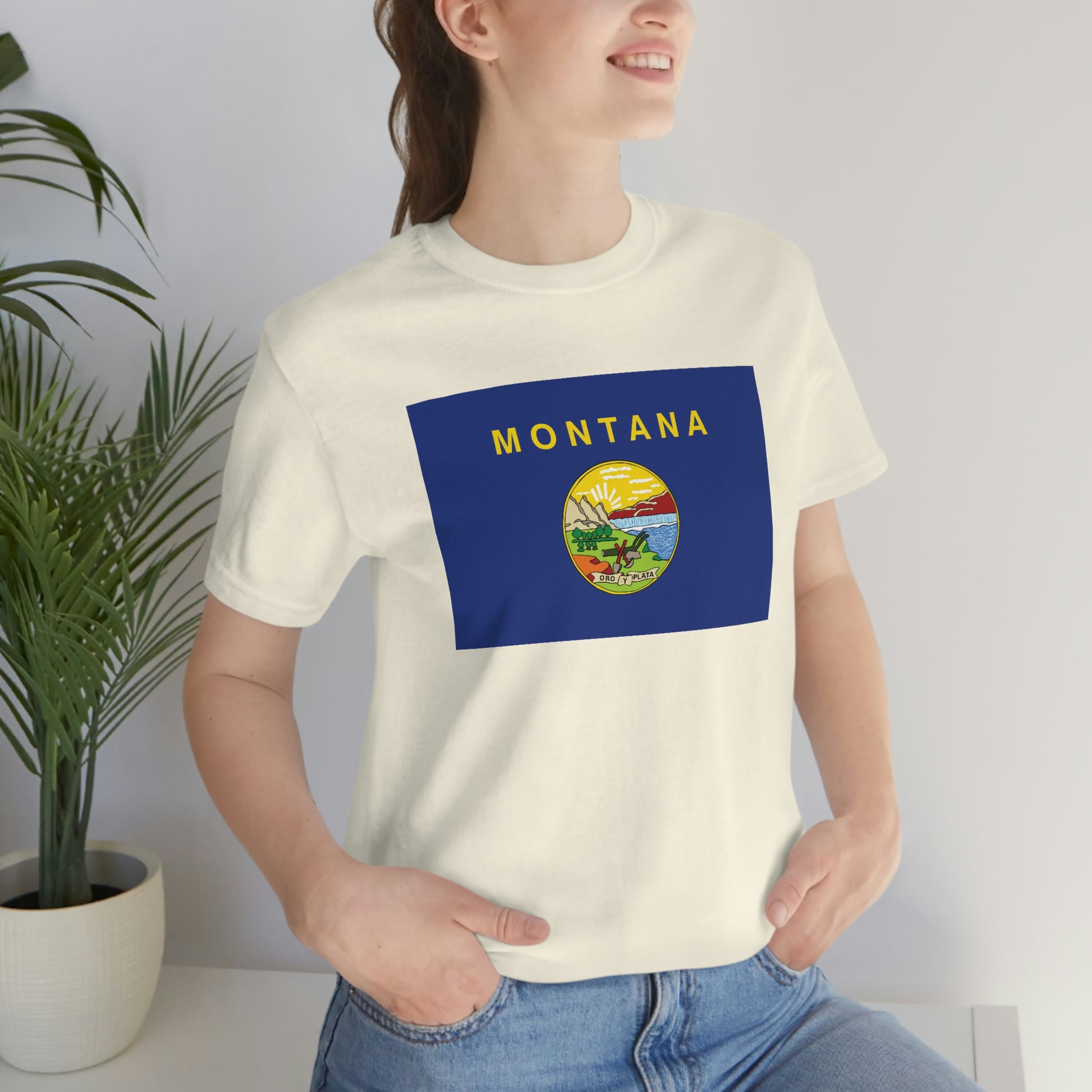 Montana Flag Unisex Jersey Short Sleeve Tee Tshirt T-shirt