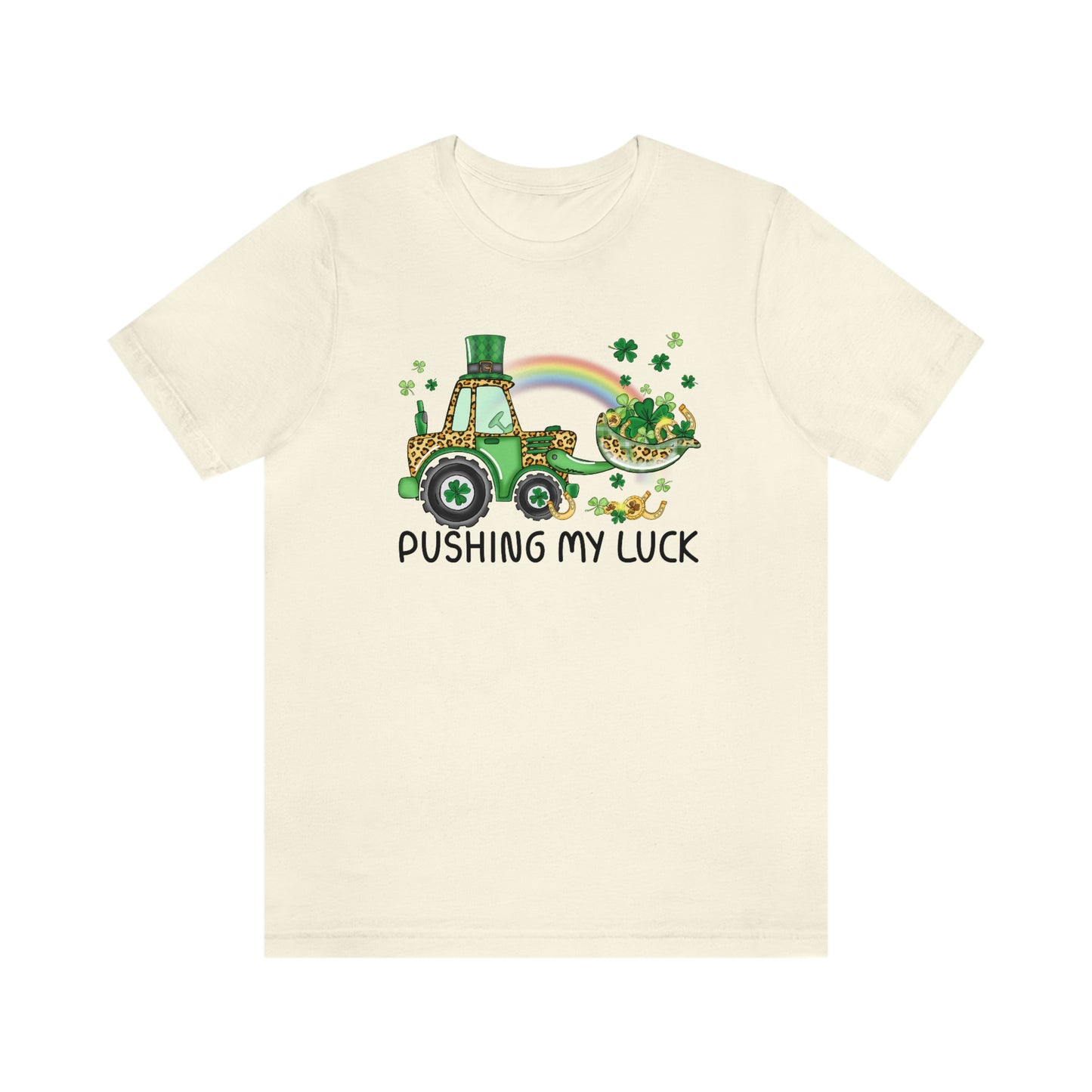 Pushing My Luck Rainbow Tractor St. Patrick's Day Unisex Jersey Short Sleeve Tee