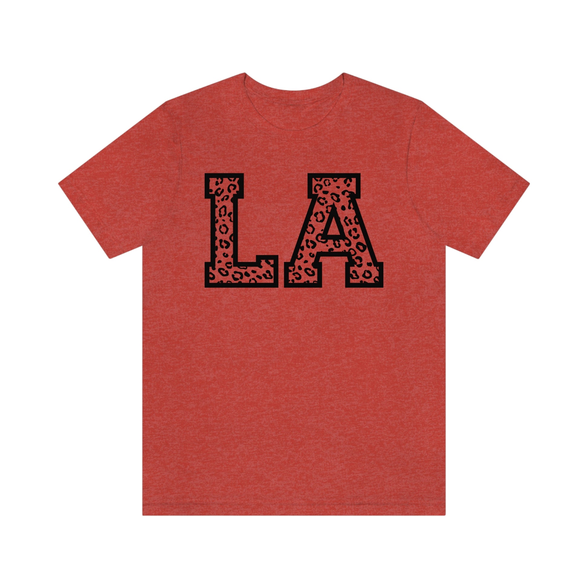 Louisiana LA Leopard Print Letters Short Sleeve T-shirt