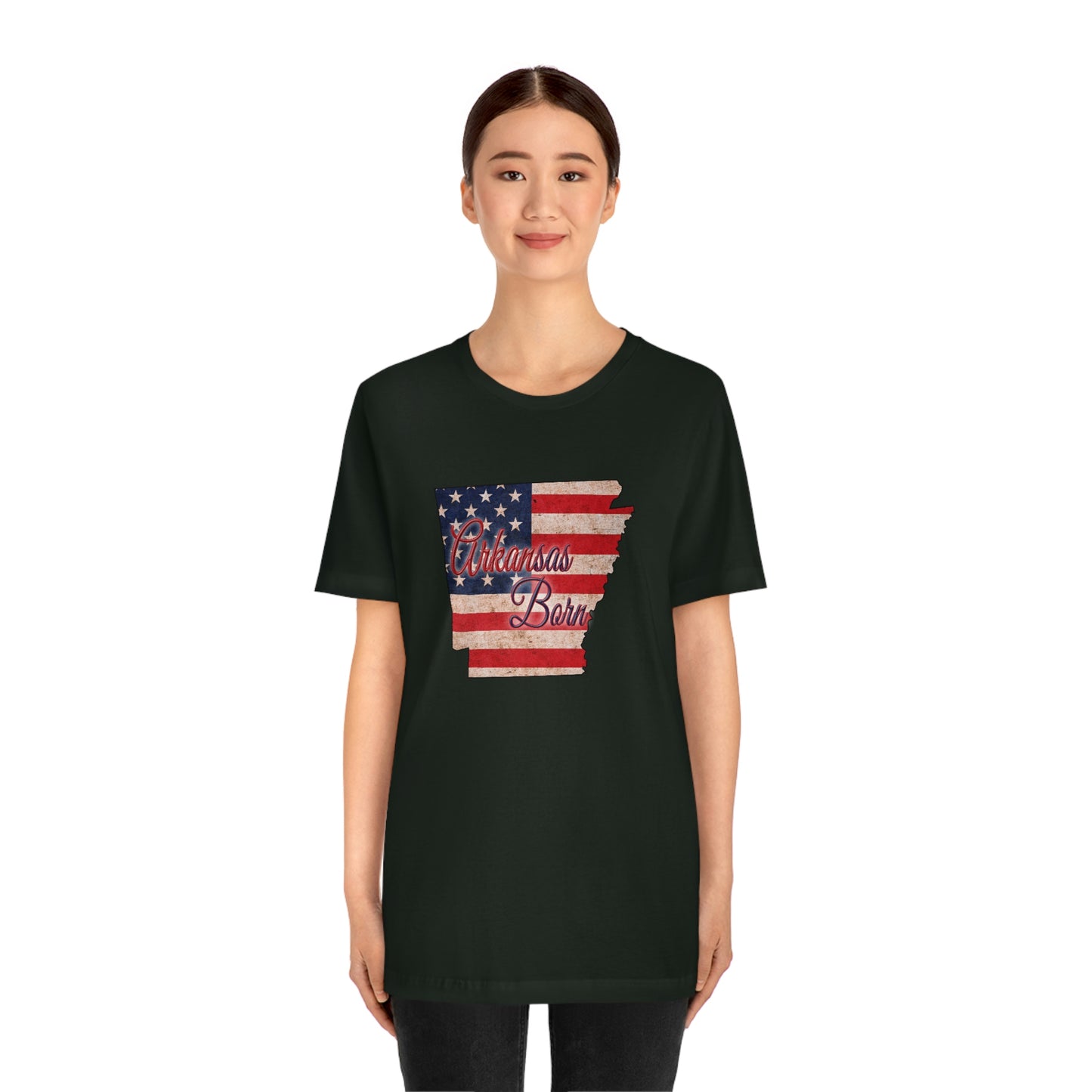 Arkansas Born US Flag Unisex Jersey Short Sleeve Tee Tshirt T-shirt