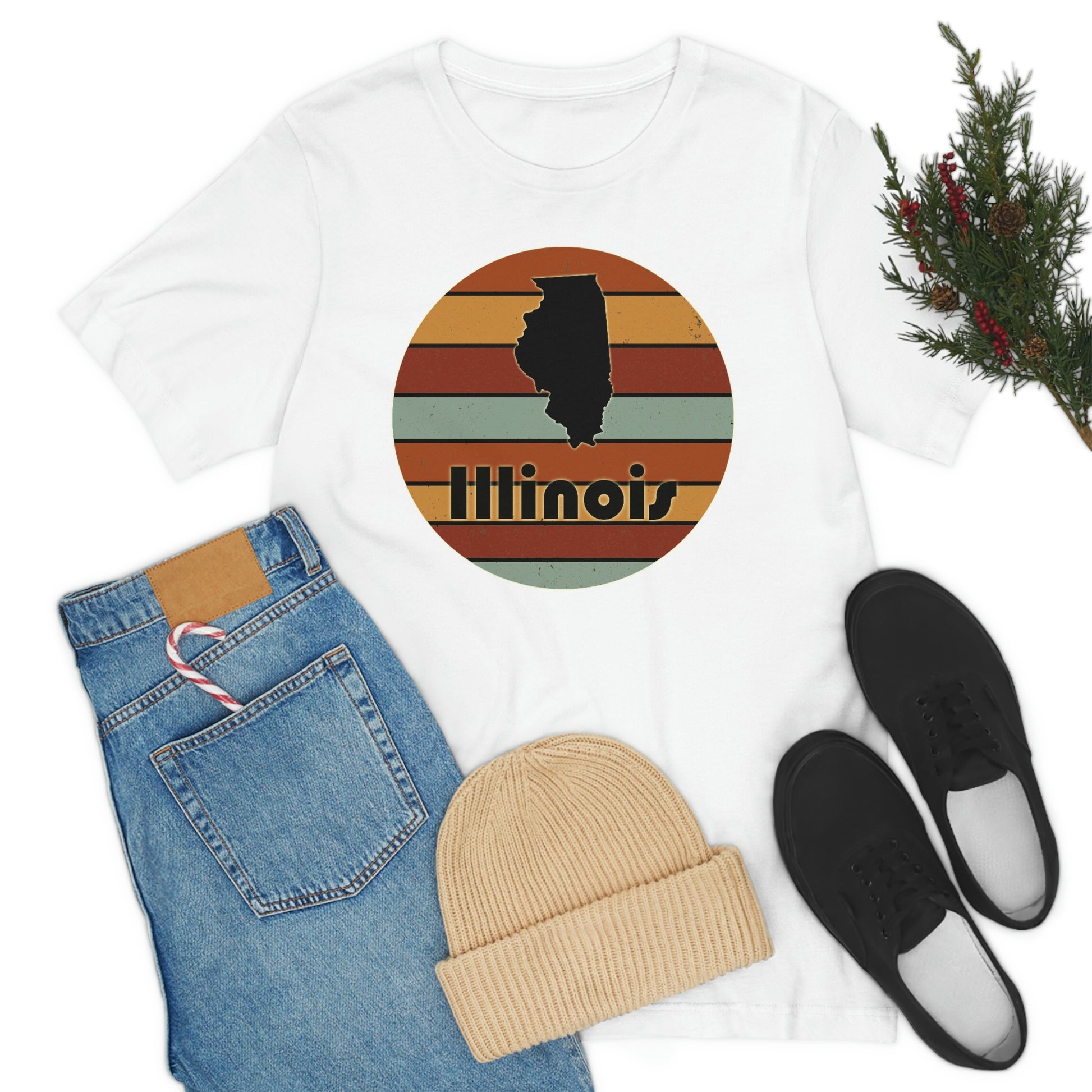 Illinois Retro Sunset Short Sleeve T-shirt