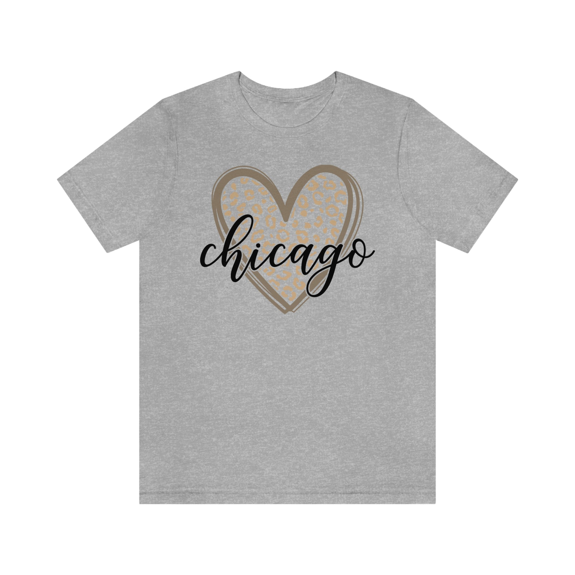 Chicago Gold Leopard Heart Black Script Short Sleeve T-shirt