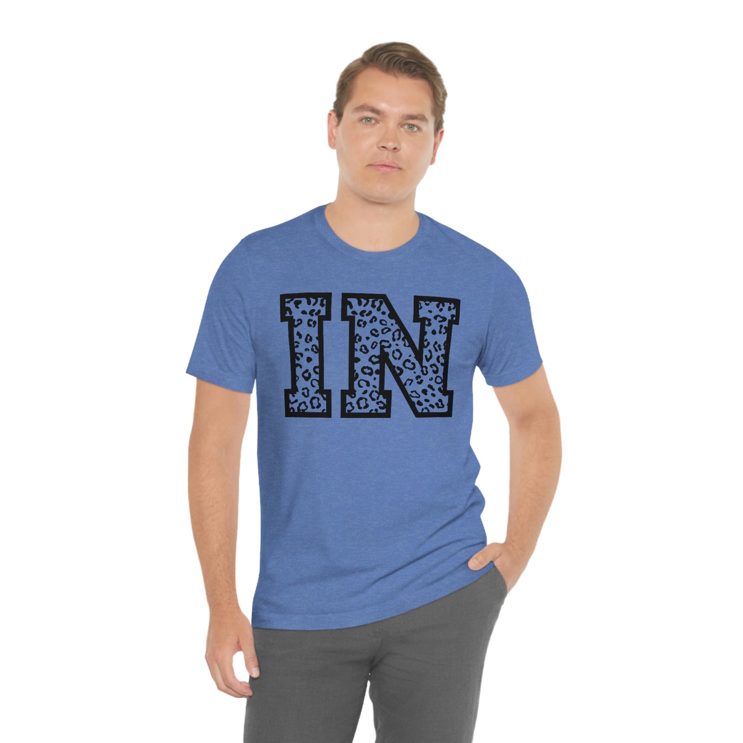 Indiana IN Leopard Print Letters Short Sleeve T-shirt