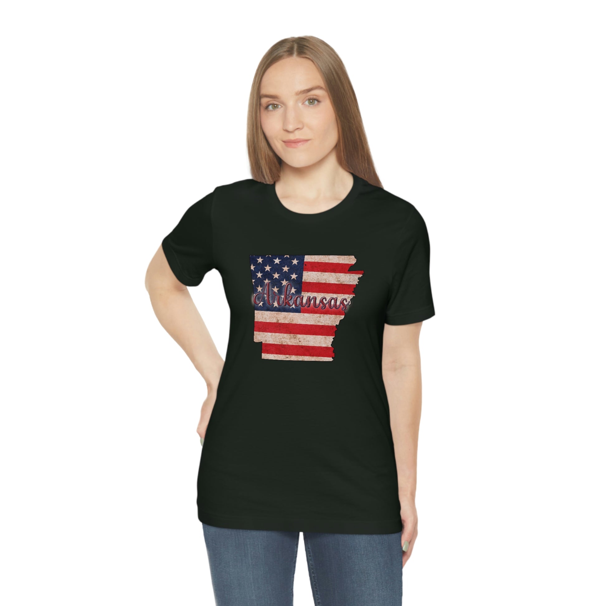 Arkansas US Flag Unisex Jersey Short Sleeve Tee Tshirt T-shirt