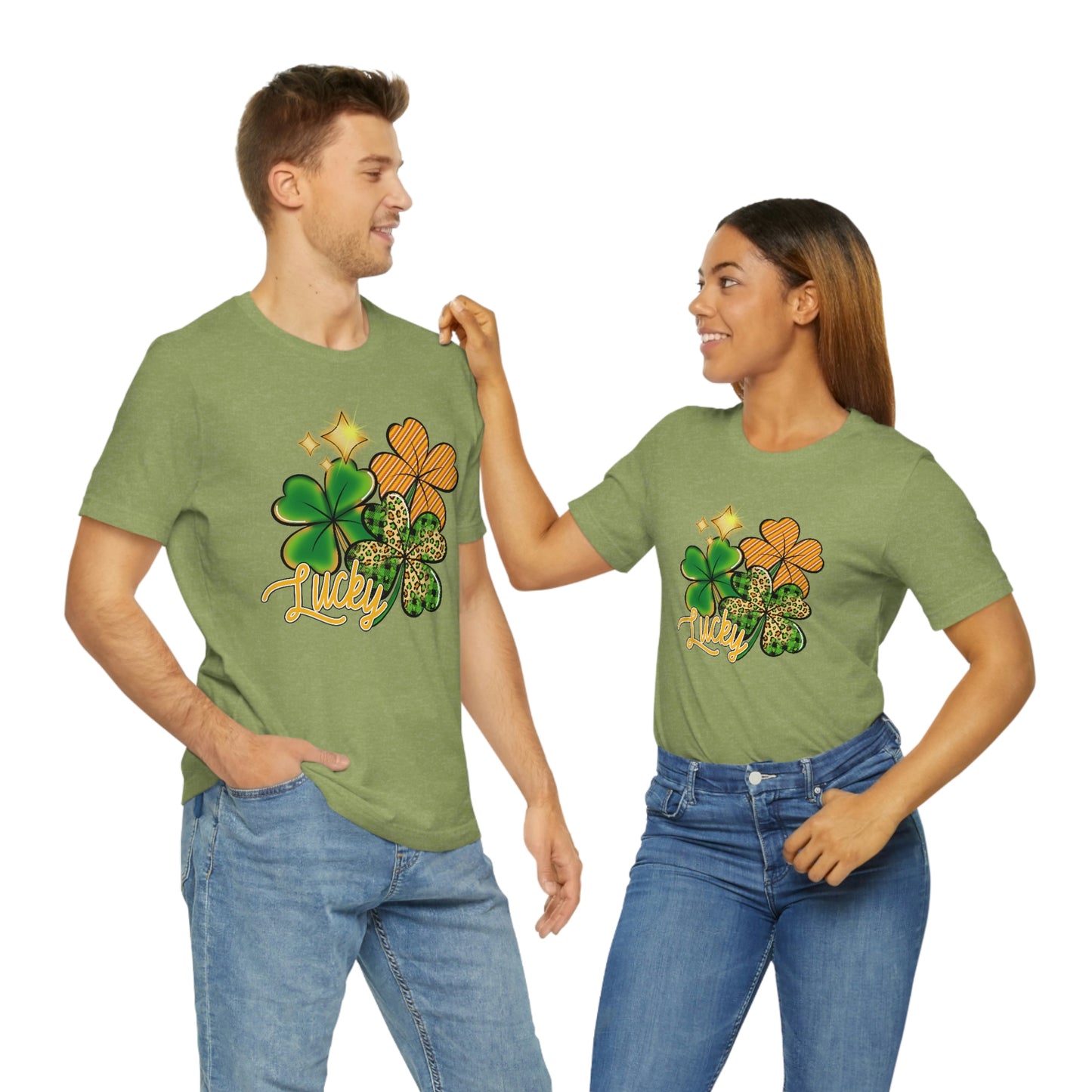 Lucky Shamrock Four Leaf Clover St. Patrick's Day Unisex Jersey Short Sleeve Tee