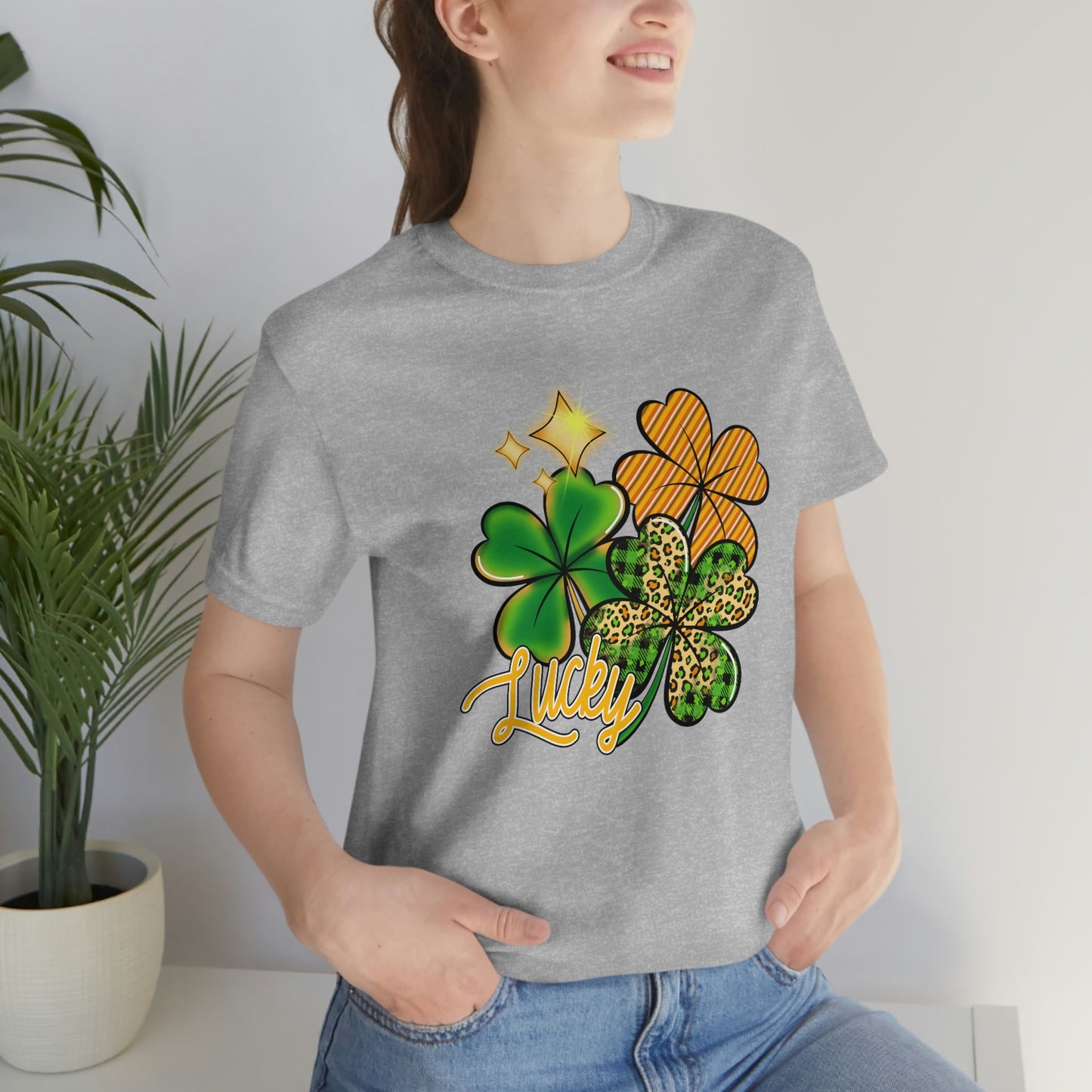 Lucky Shamrock Four Leaf Clover St. Patrick's Day Unisex Jersey Short Sleeve Tee
