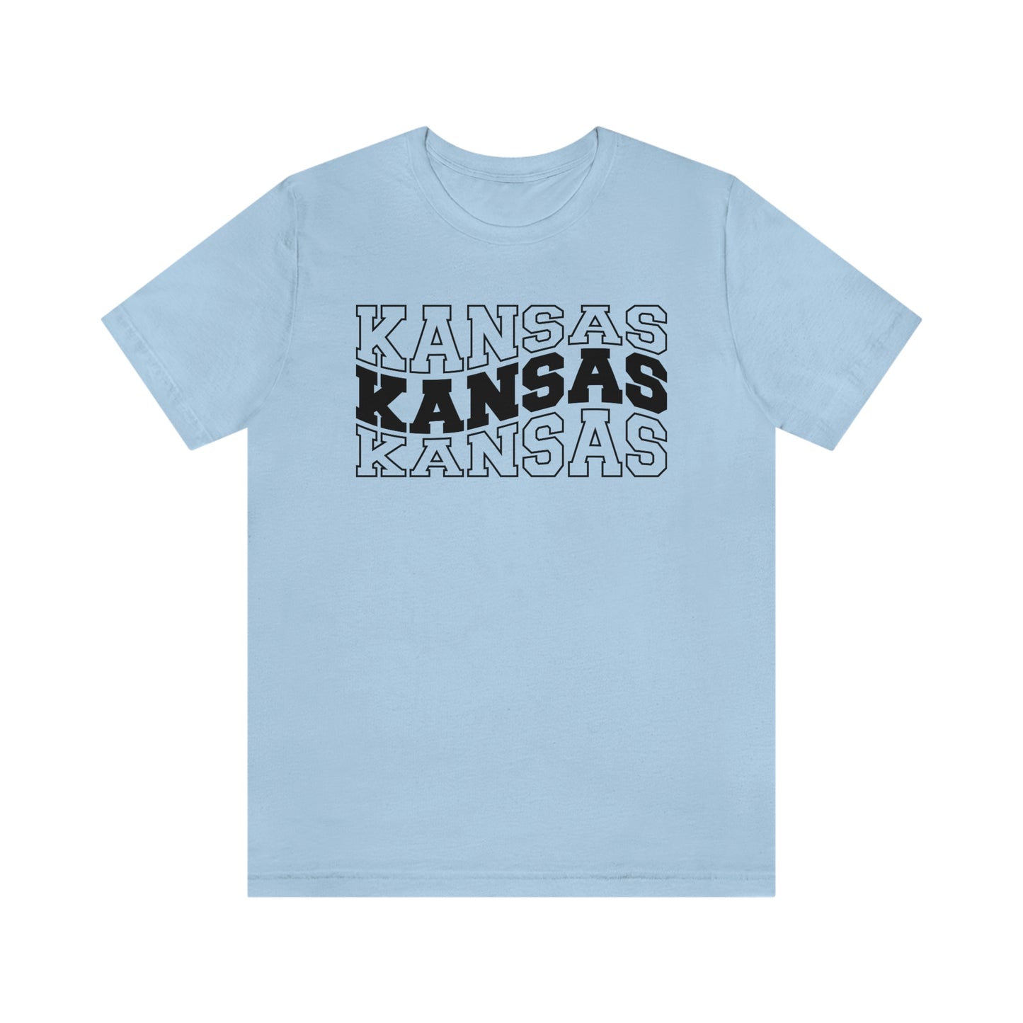 Kansas Varsity Letters Triple Wavy Short Sleeve T-shirt