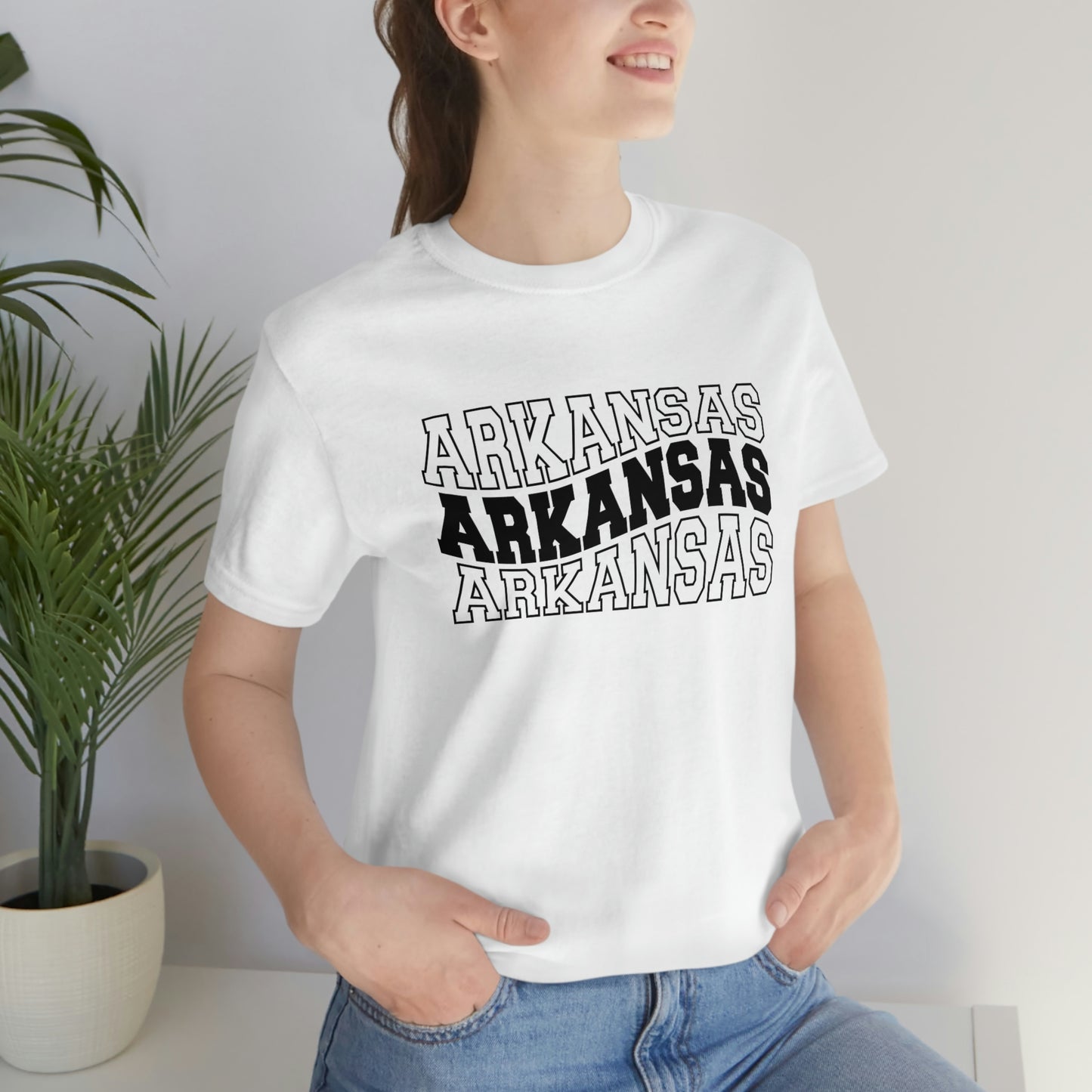 Arkansas Varsity Letters Wavy Unisex Jersey Short Sleeve Tee Tshirt T-shirt