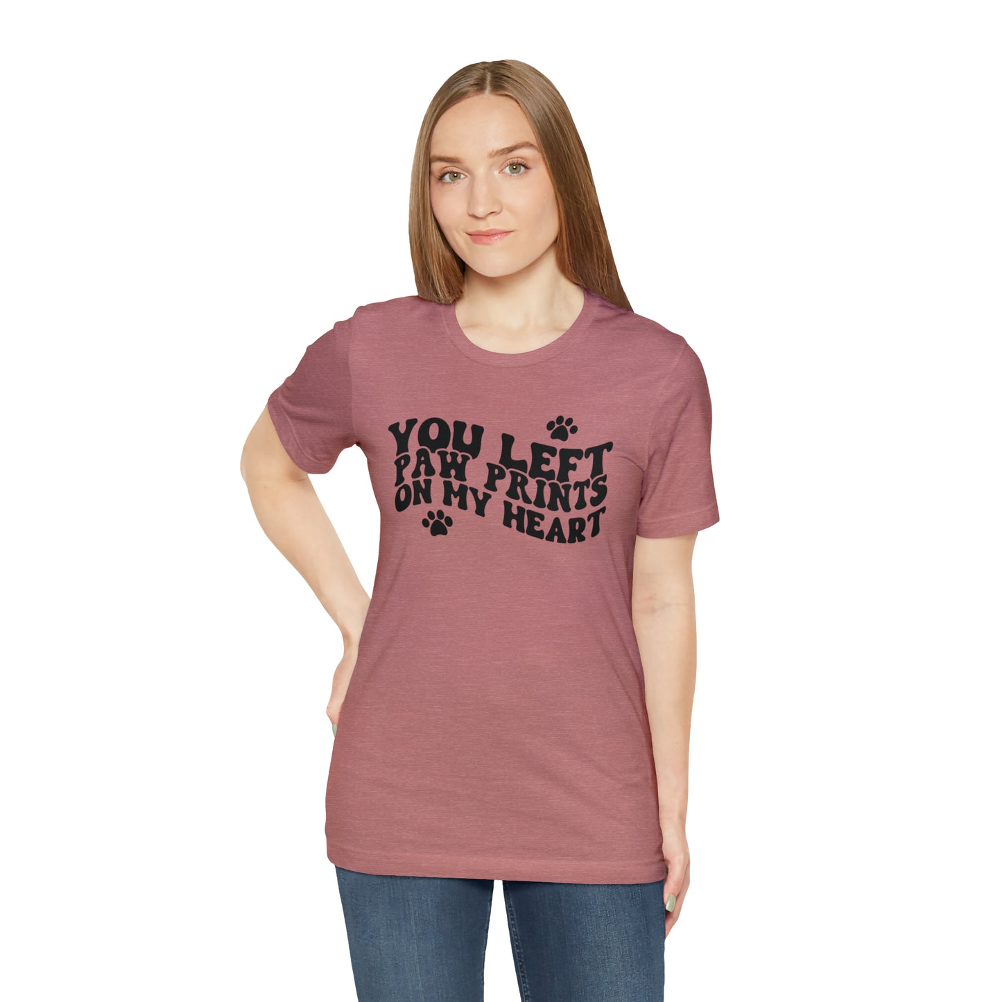 You Left Your Paw Prints On My Heart Cat Short Sleeve T-shirt