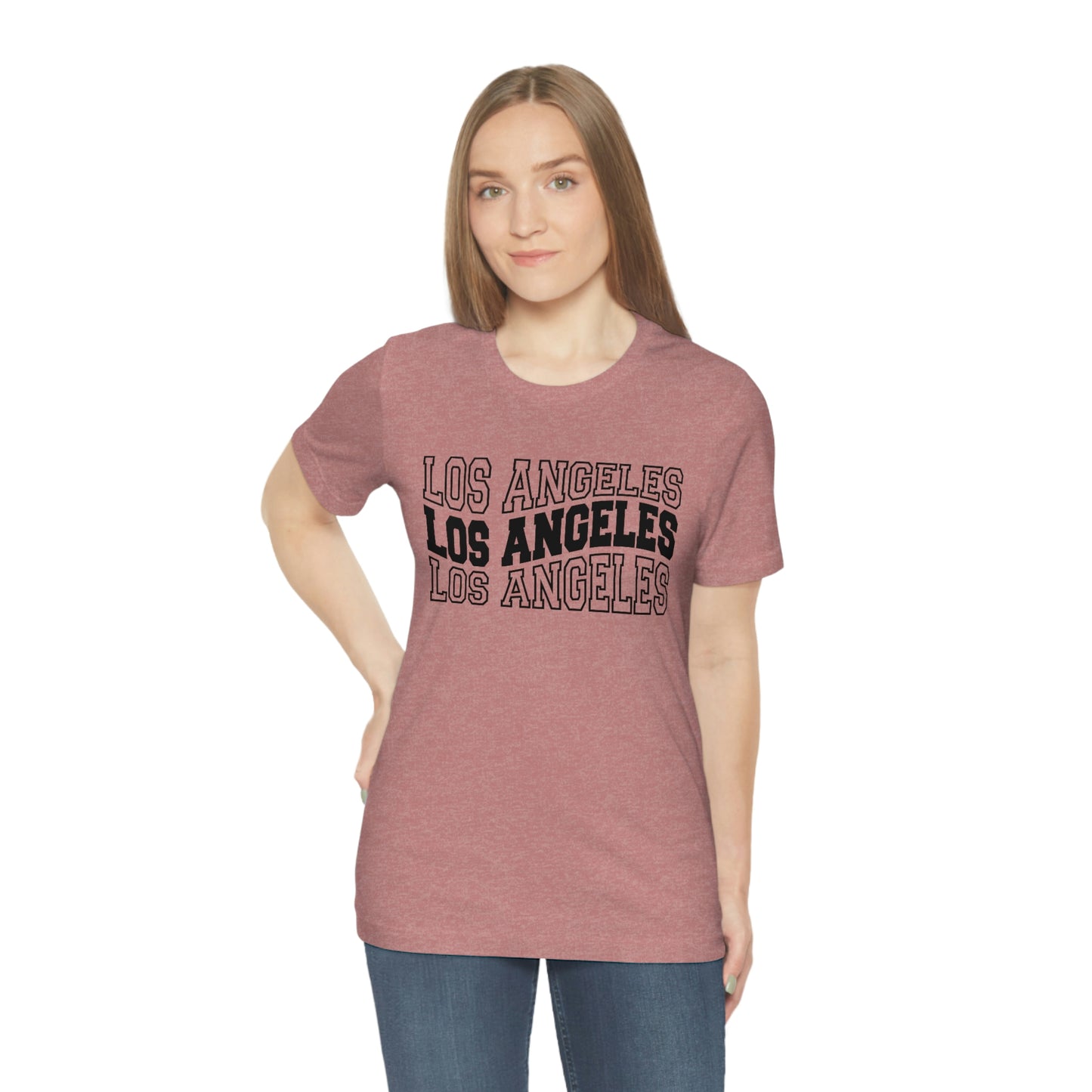 Los Angeles Varsity Letters Wavy Unisex Jersey Short Sleeve Tee Tshirt T-shirt