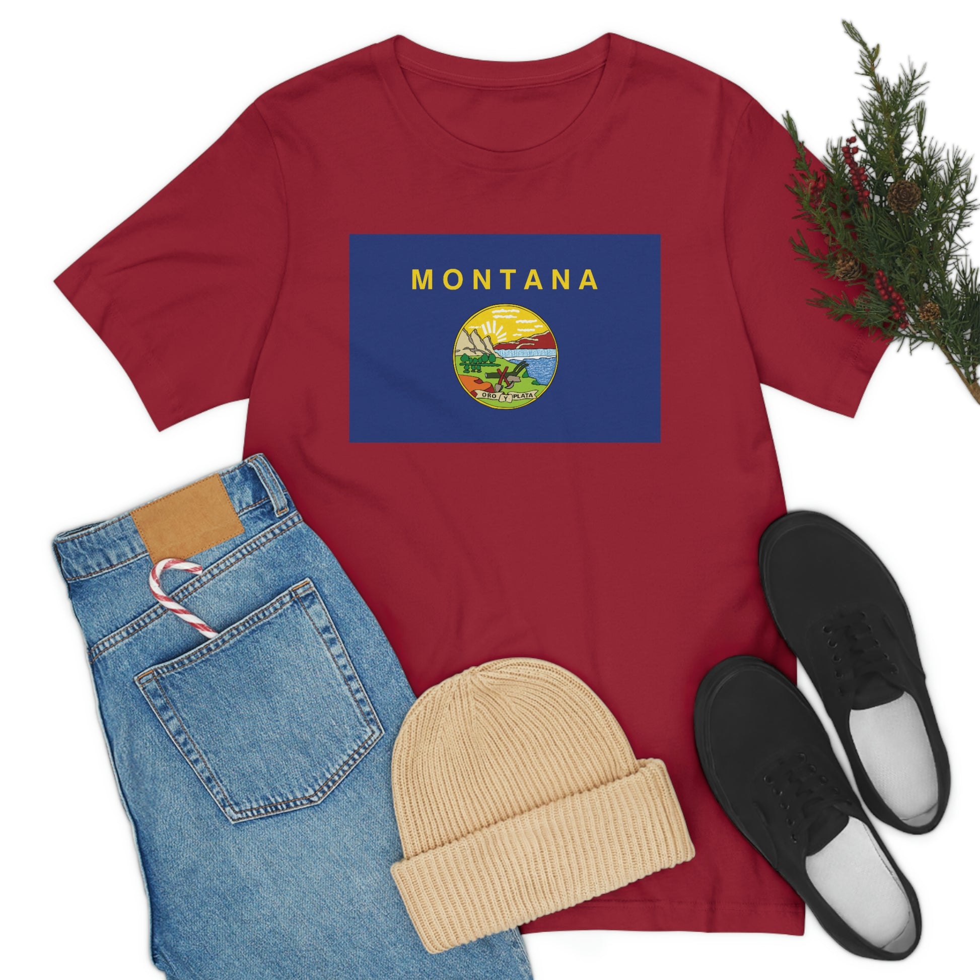 Montana Flag Unisex Jersey Short Sleeve Tee Tshirt T-shirt