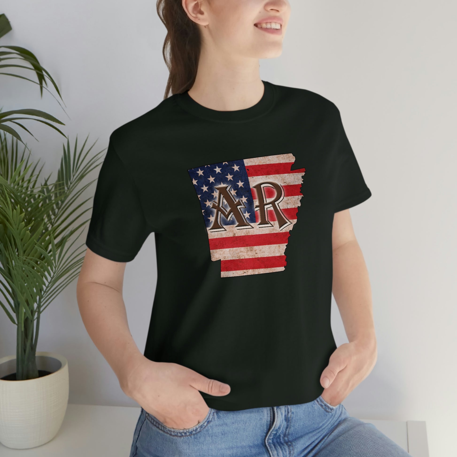 Arkansas AR US Flag Unisex Jersey Short Sleeve Tee Tshirt T-shirt