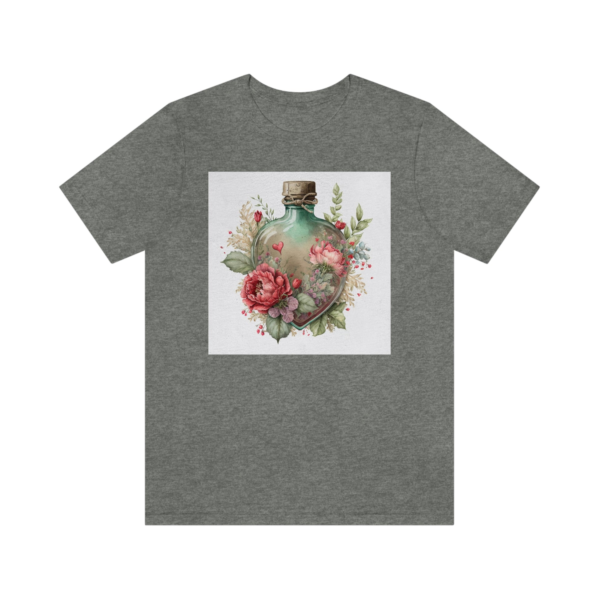 Vintage Bottle Floral Unisex Jersey Short Sleeve Tee