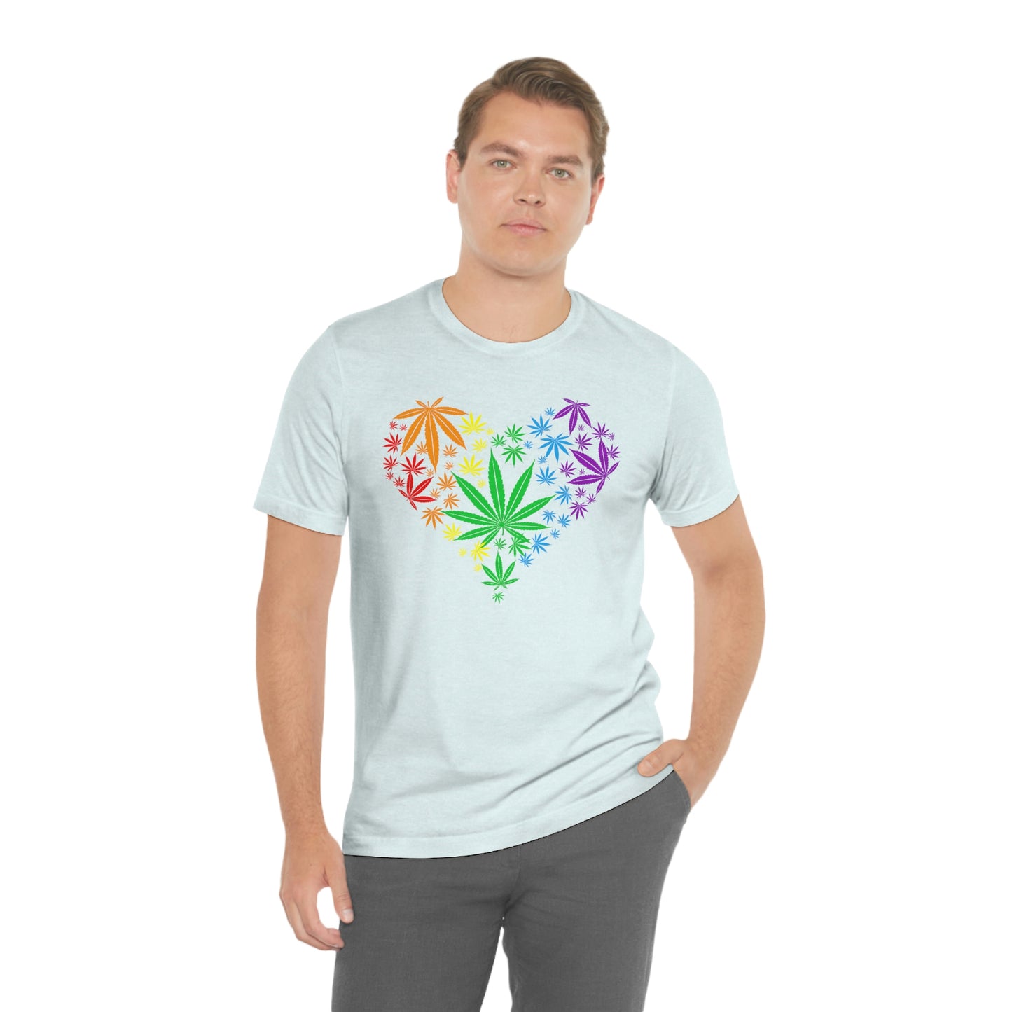 Heart Marijuana Plant Print Unisex Jersey Short Sleeve Tee