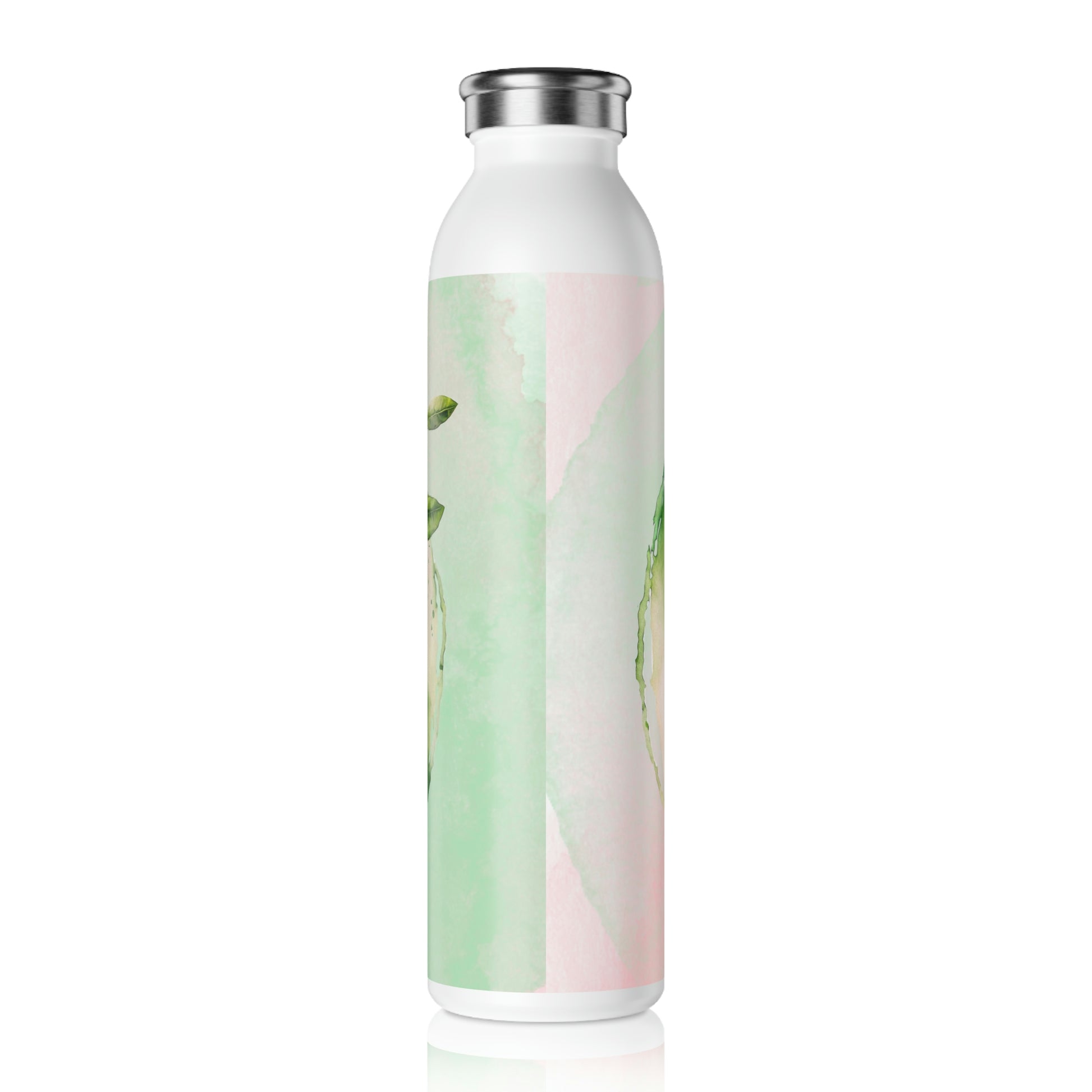 Spring Flowers Watercolor Slim Water Bottle