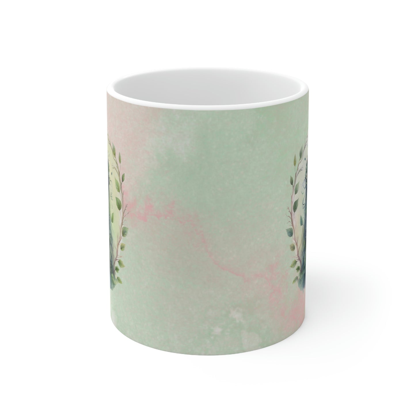 Girl in Flowers Watercolor Ceramic Mug 11oz