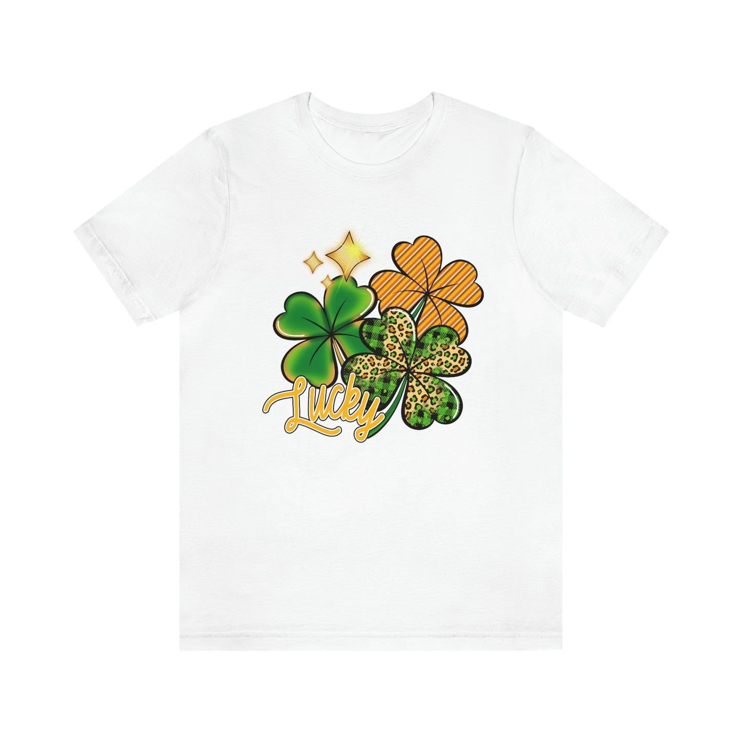 Lucky Shamrock Four Leaf Clover St. Patrick's Day Unisex Jersey Short Sleeve Tee