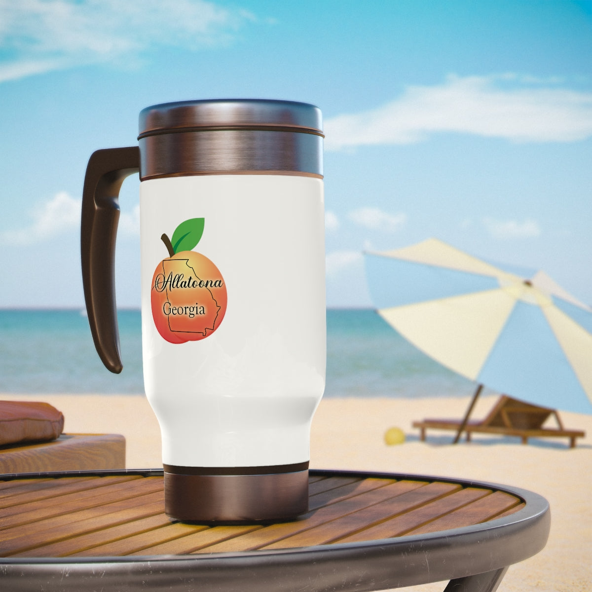 Allatoona Georgia Stainless Steel Travel Mug with Handle, 14oz