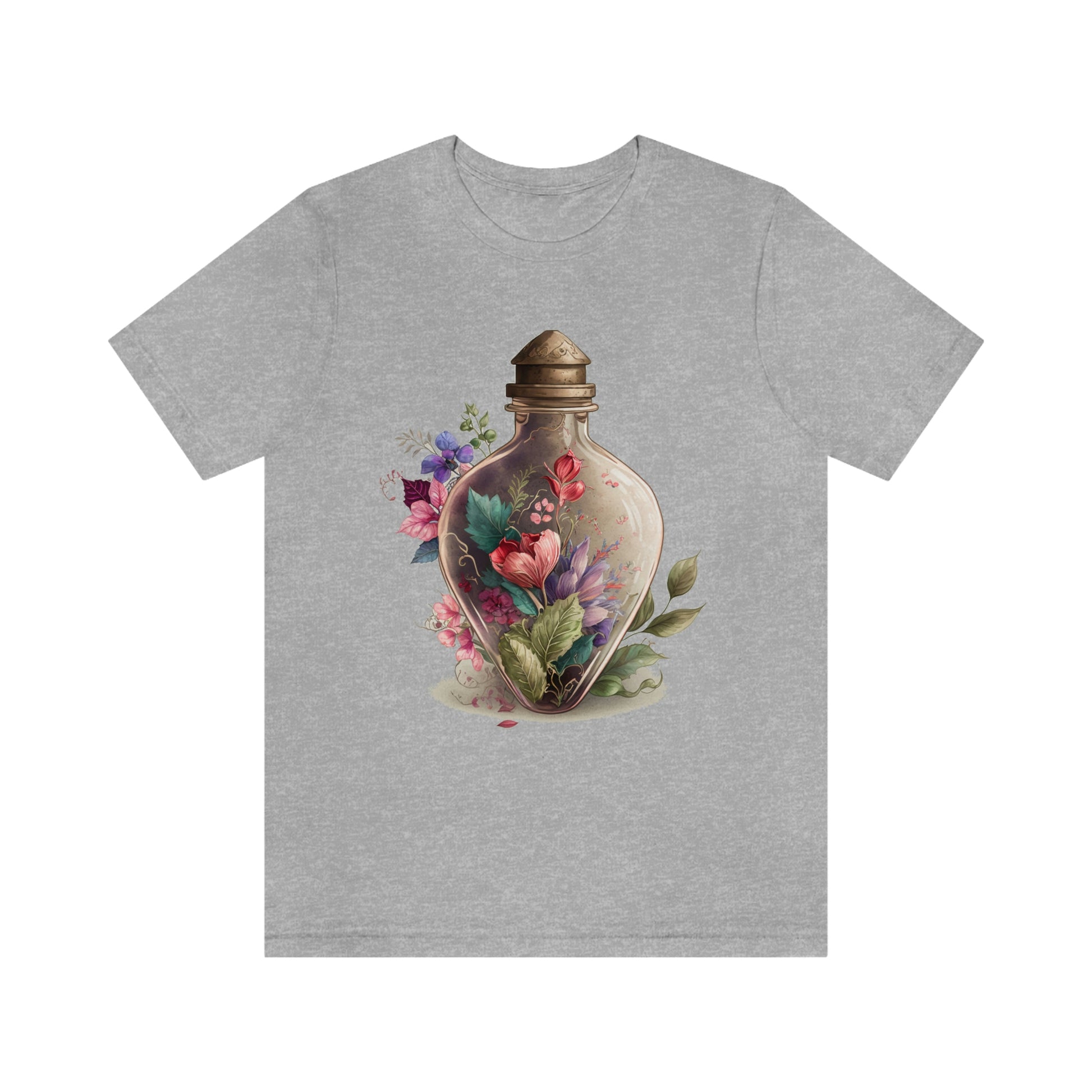 Vintage Bottle Floral Unisex Jersey Short Sleeve Tee