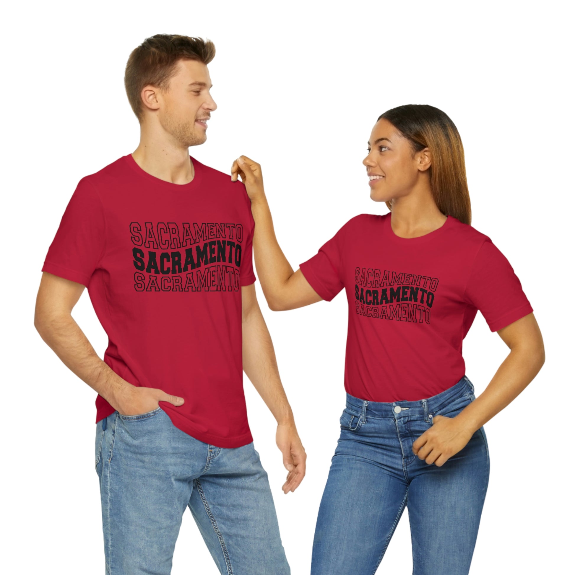 Sacremento California Varsity Letters Wavy Unisex Jersey Short Sleeve Tee Tshirt T-shirt