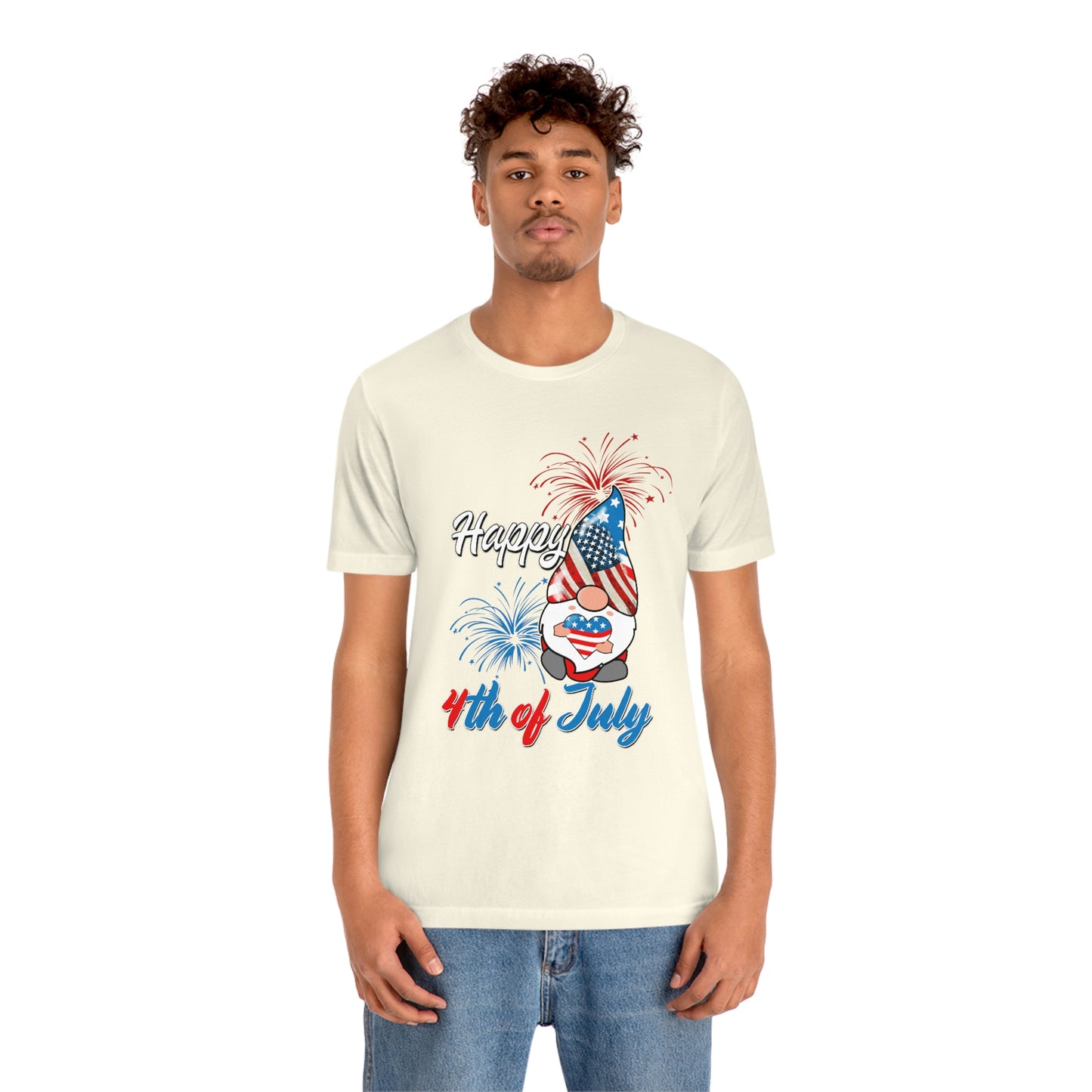 Gnome Happy 4th of July Independence Day Unisex Jersey Short Sleeve Tee