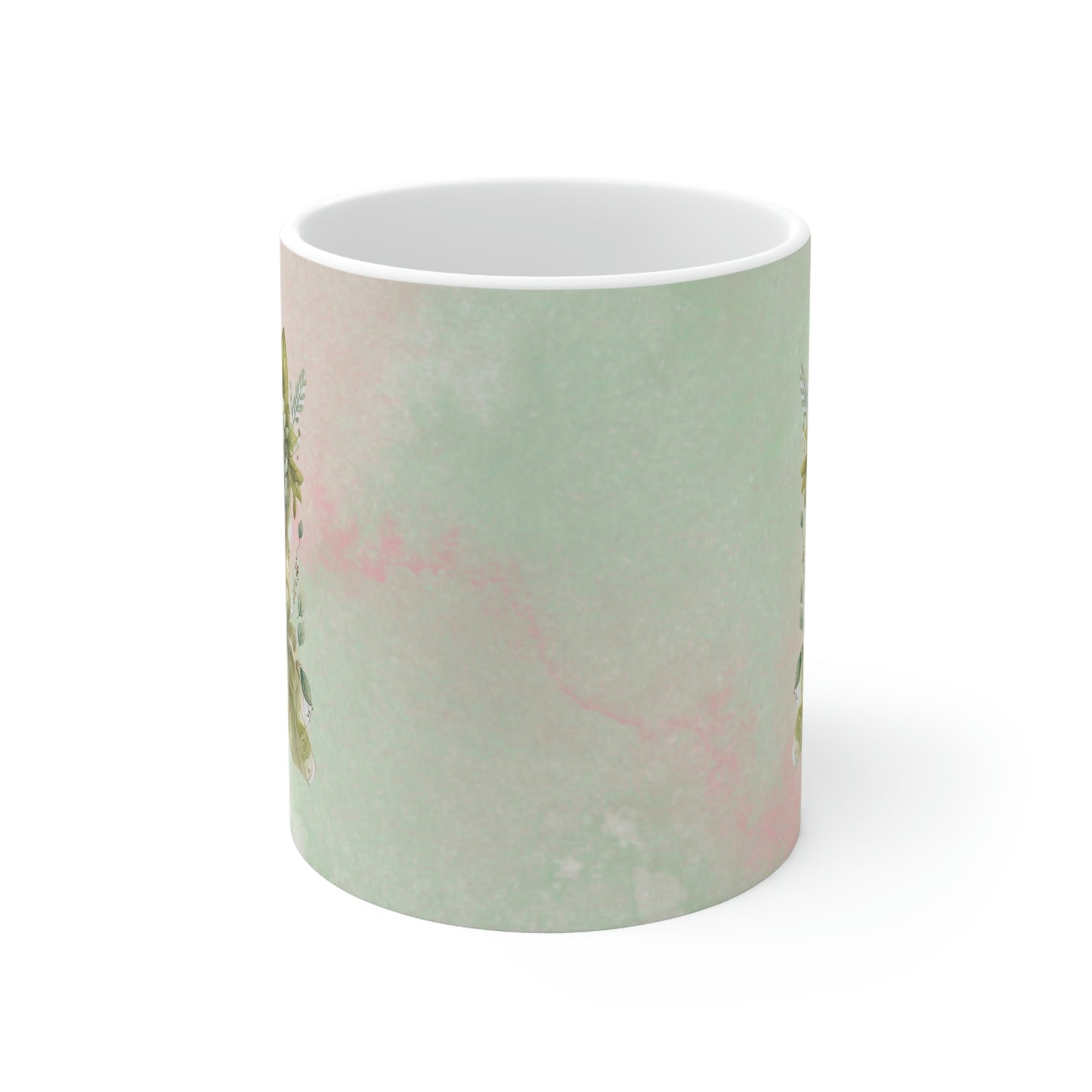 Girl in Flowers Watercolor Ceramic Mug 11oz