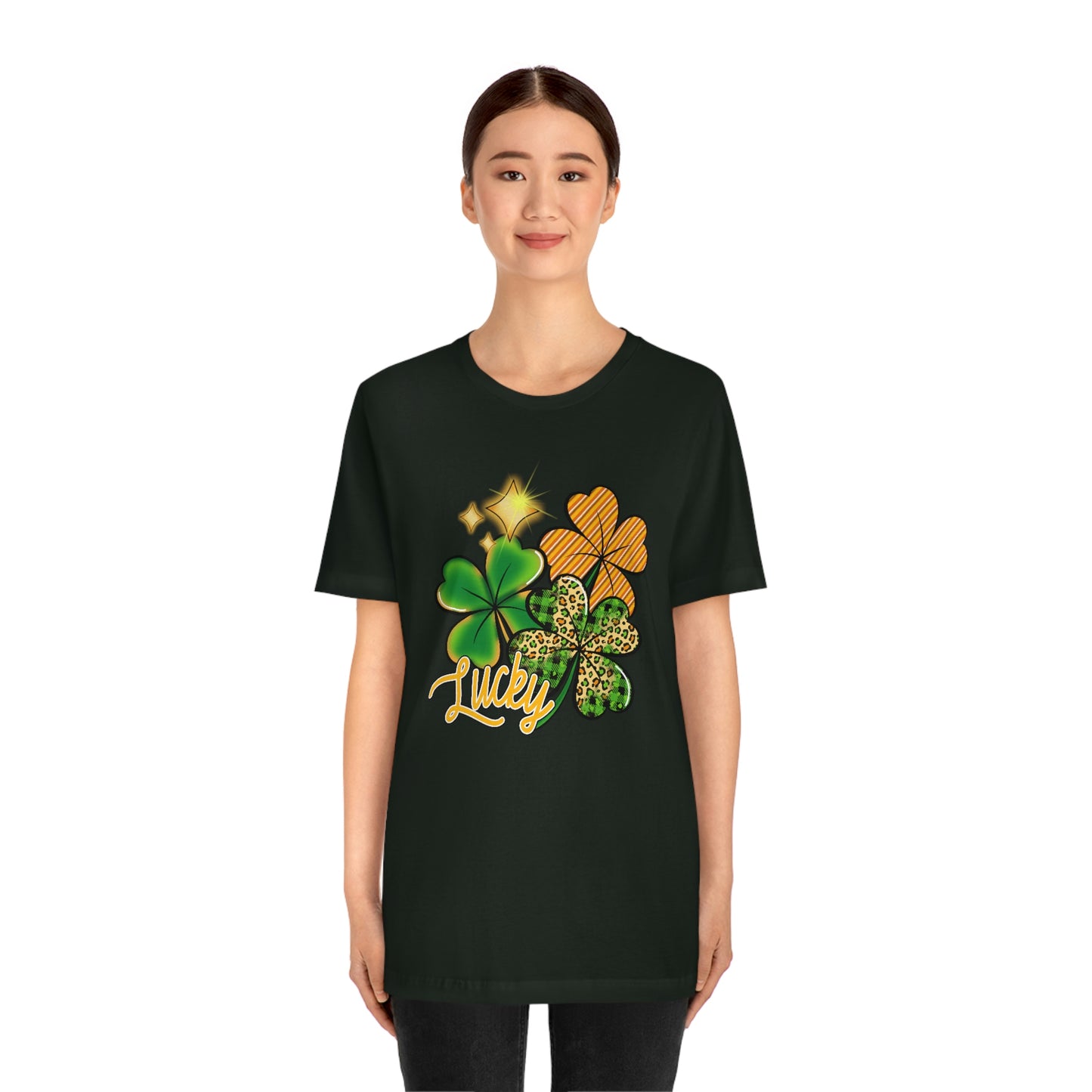 Lucky Shamrock Four Leaf Clover St. Patrick's Day Unisex Jersey Short Sleeve Tee