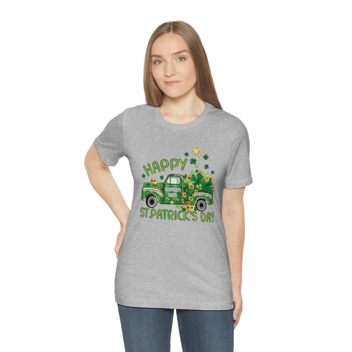 Happy St. Patrick's Day Shamrock Farms Truck Unisex Jersey Short Sleeve Tee