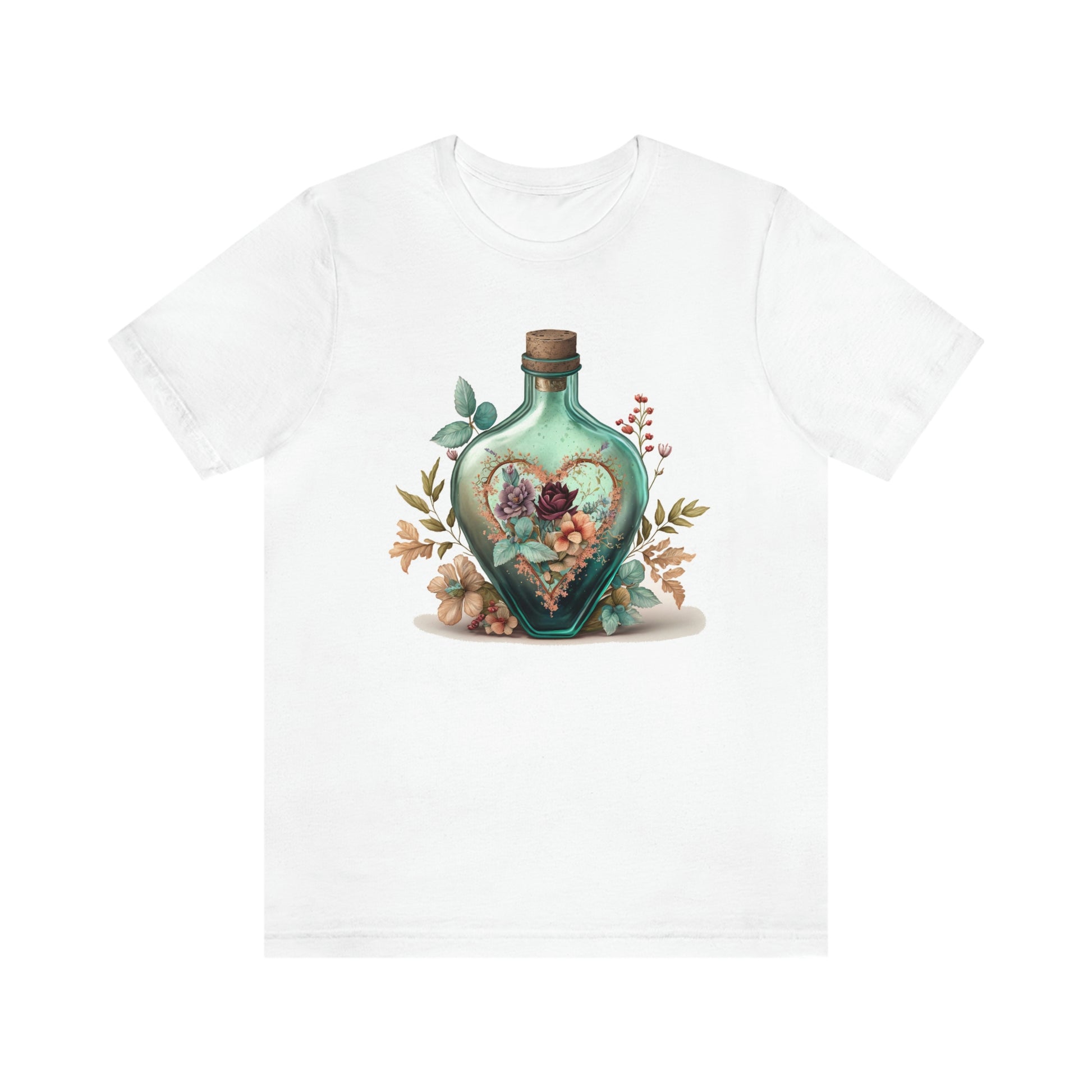 Vintage Bottle Floral Unisex Jersey Short Sleeve Tee