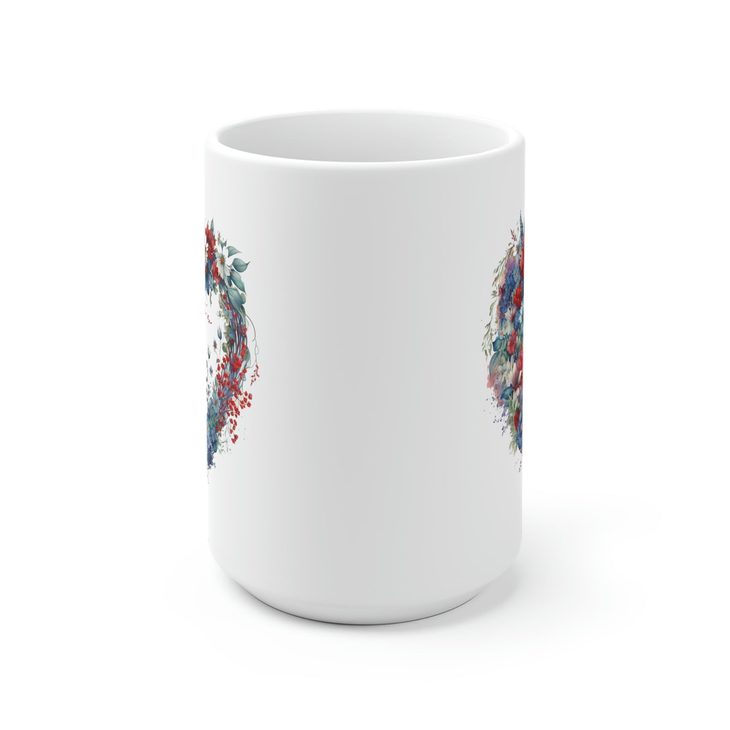 Flower Heart White Ceramic Mug
