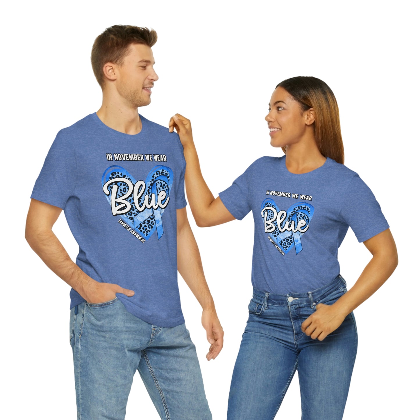 In November We Wear Blue Diabetes Awareness Print Unisex Jersey Short Sleeve Tee