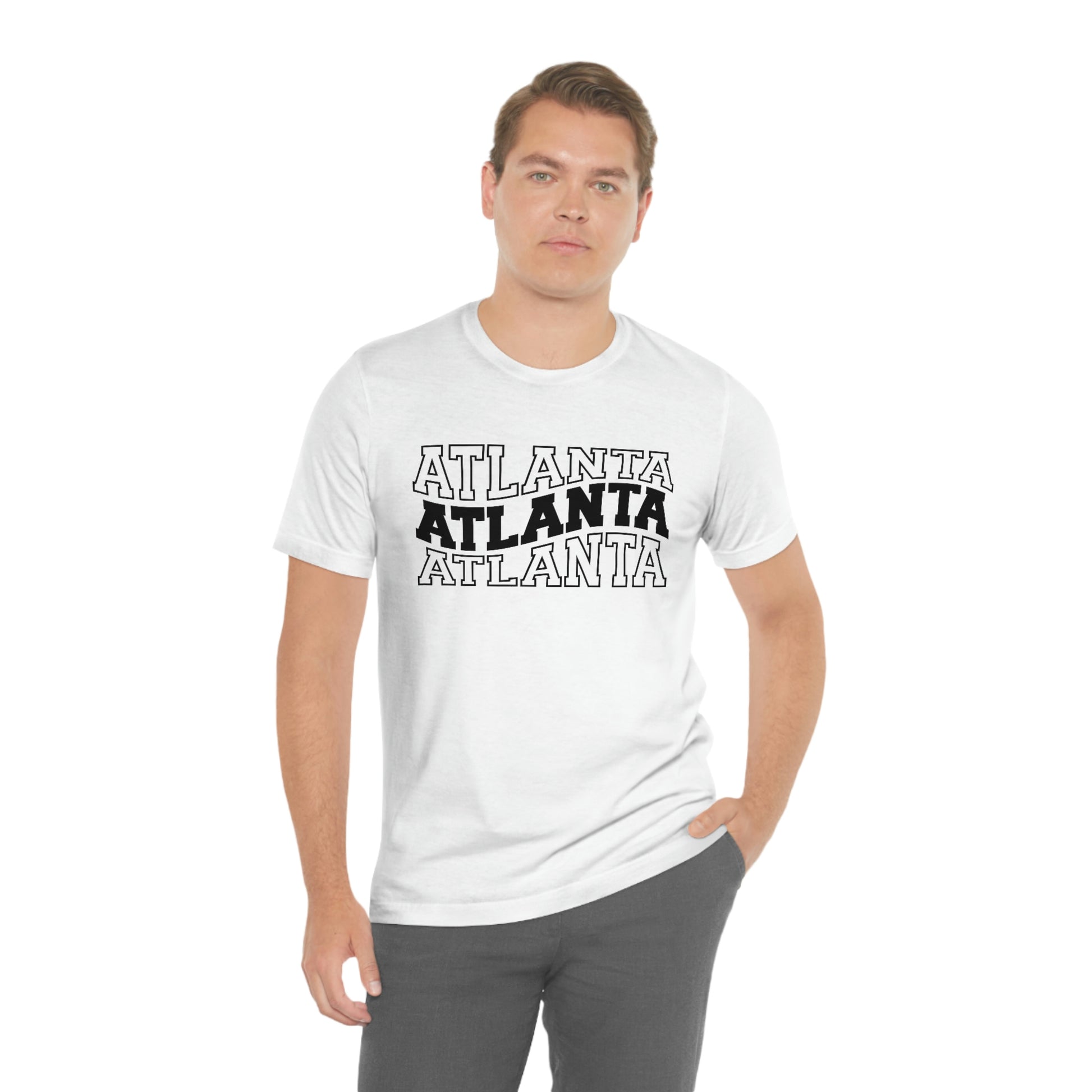 Atlanta Georgia Varsity Letters Wavy Short Sleeve T-shirt