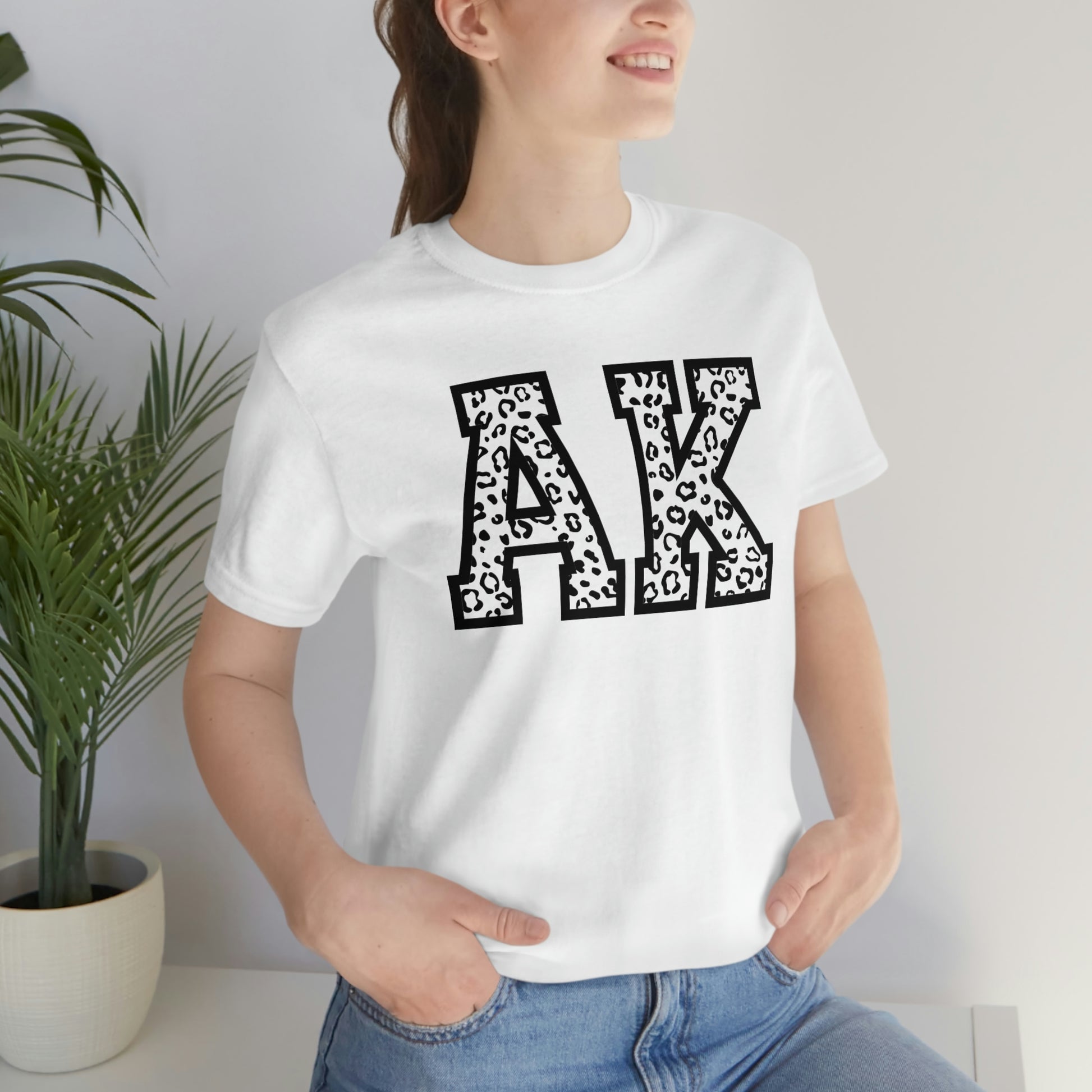 Alaska AK Leopard Print Letters Unisex Jersey Short Sleeve T-shirt