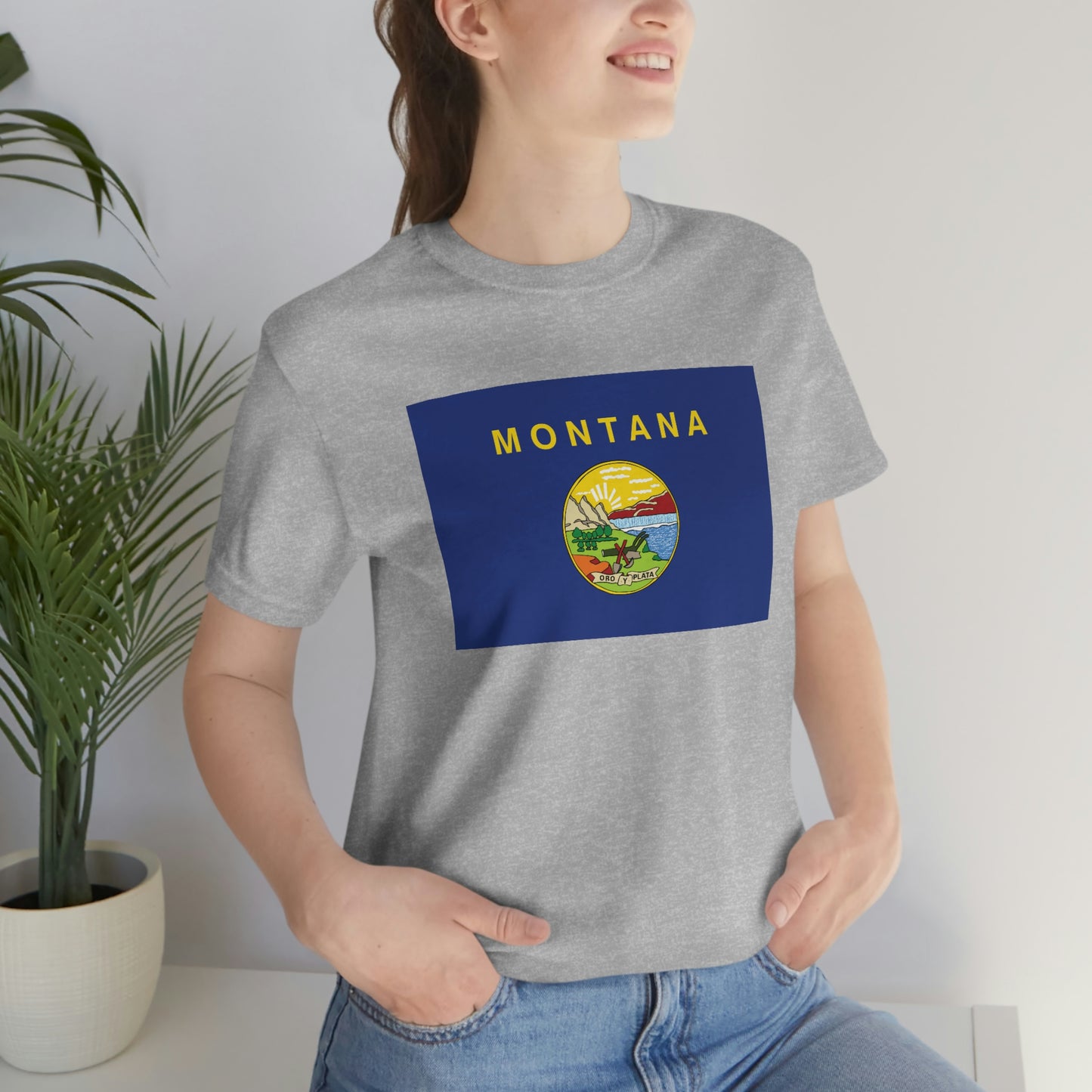 Montana Flag Unisex Jersey Short Sleeve Tee Tshirt T-shirt