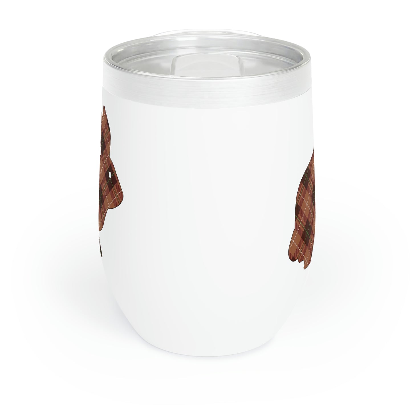 Brown Plaid Easter Bunny Chill Wine Tumbler