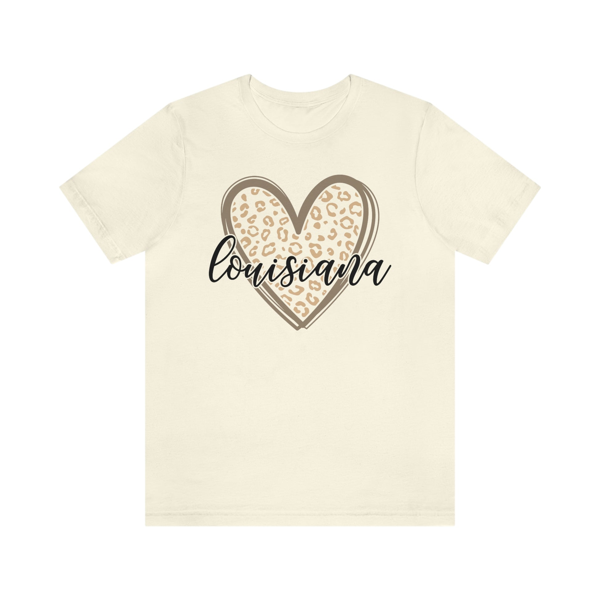 Louisiana Gold Leopard Heart Black Script Short Sleeve T-shirt