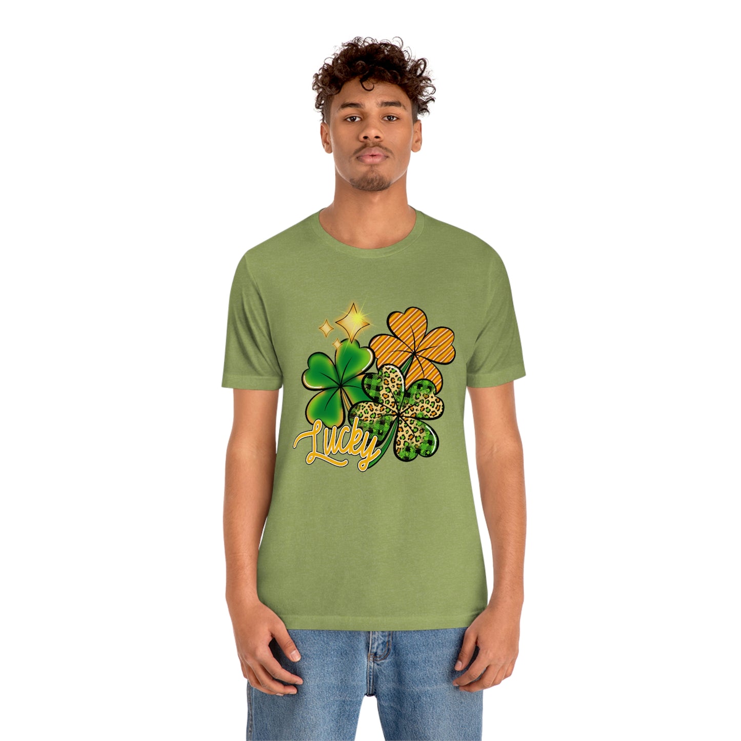 Lucky Shamrock Four Leaf Clover St. Patrick's Day Unisex Jersey Short Sleeve Tee